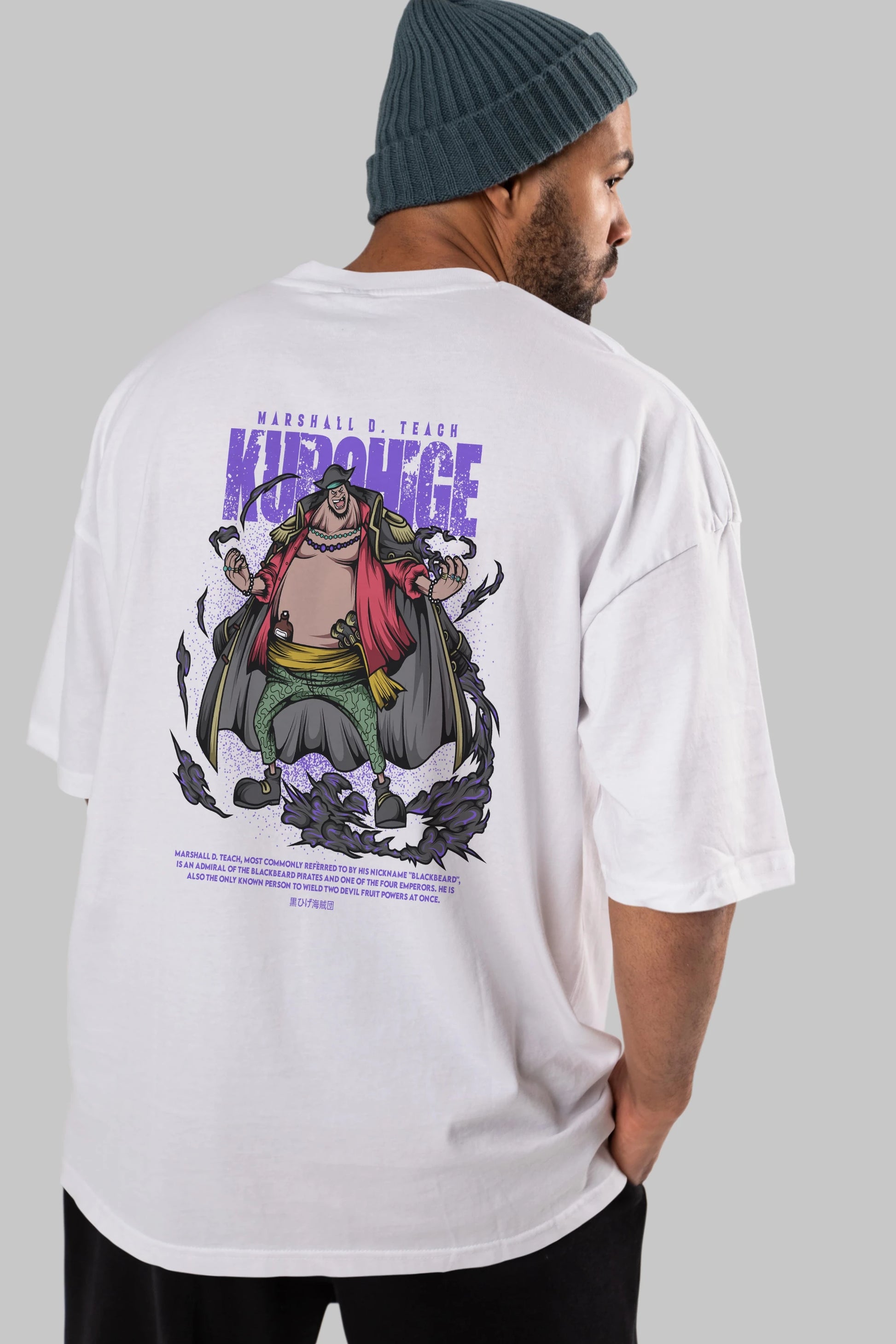 Marshall D. Teach Anime Arka Baskılı Oversize t-shirt Erkek Kadın Unisex