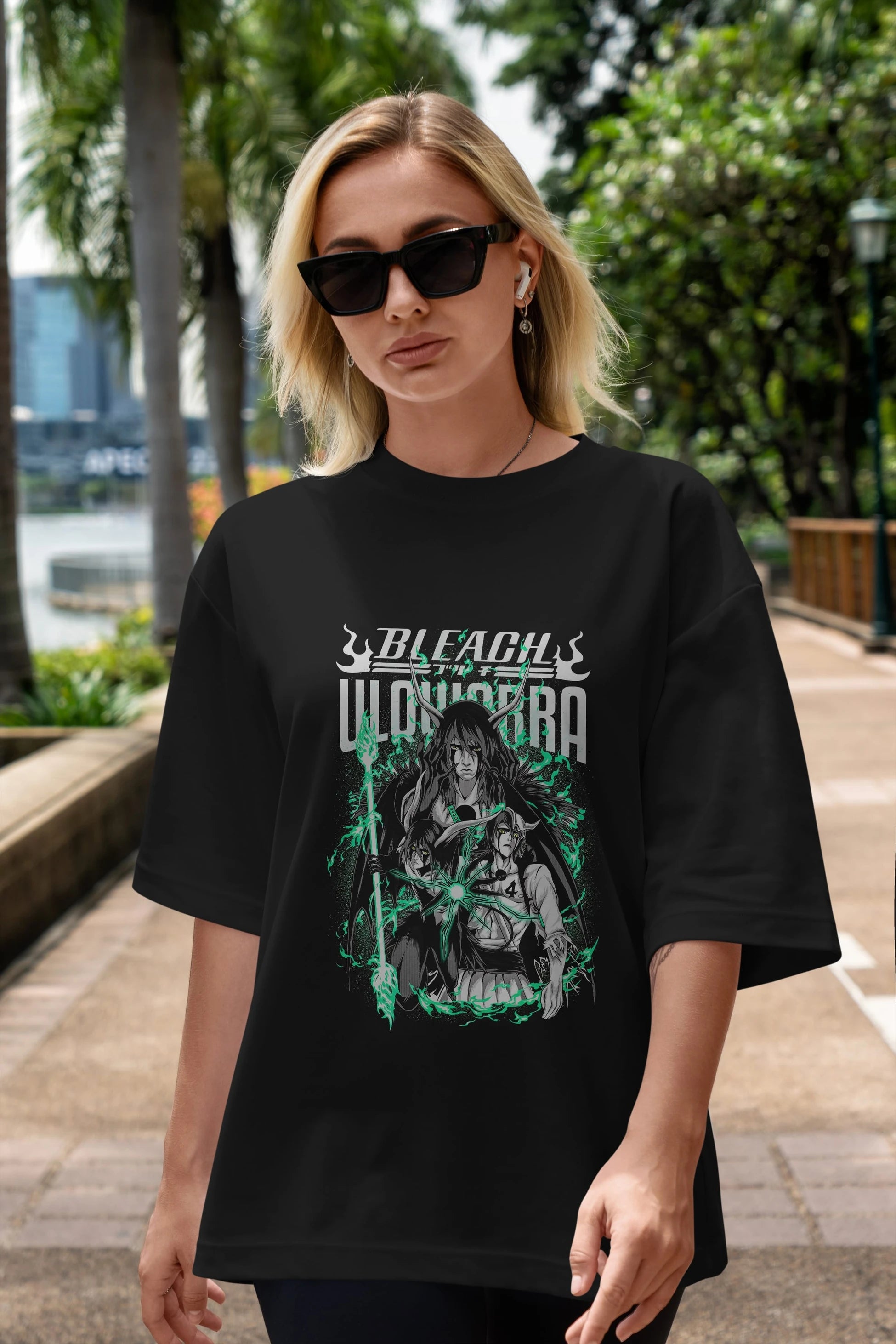 BLEACH(ULQUIARRA) Anime Ön Baskılı Oversize t-shirt %100 pamuk Erkek Kadın Unisex