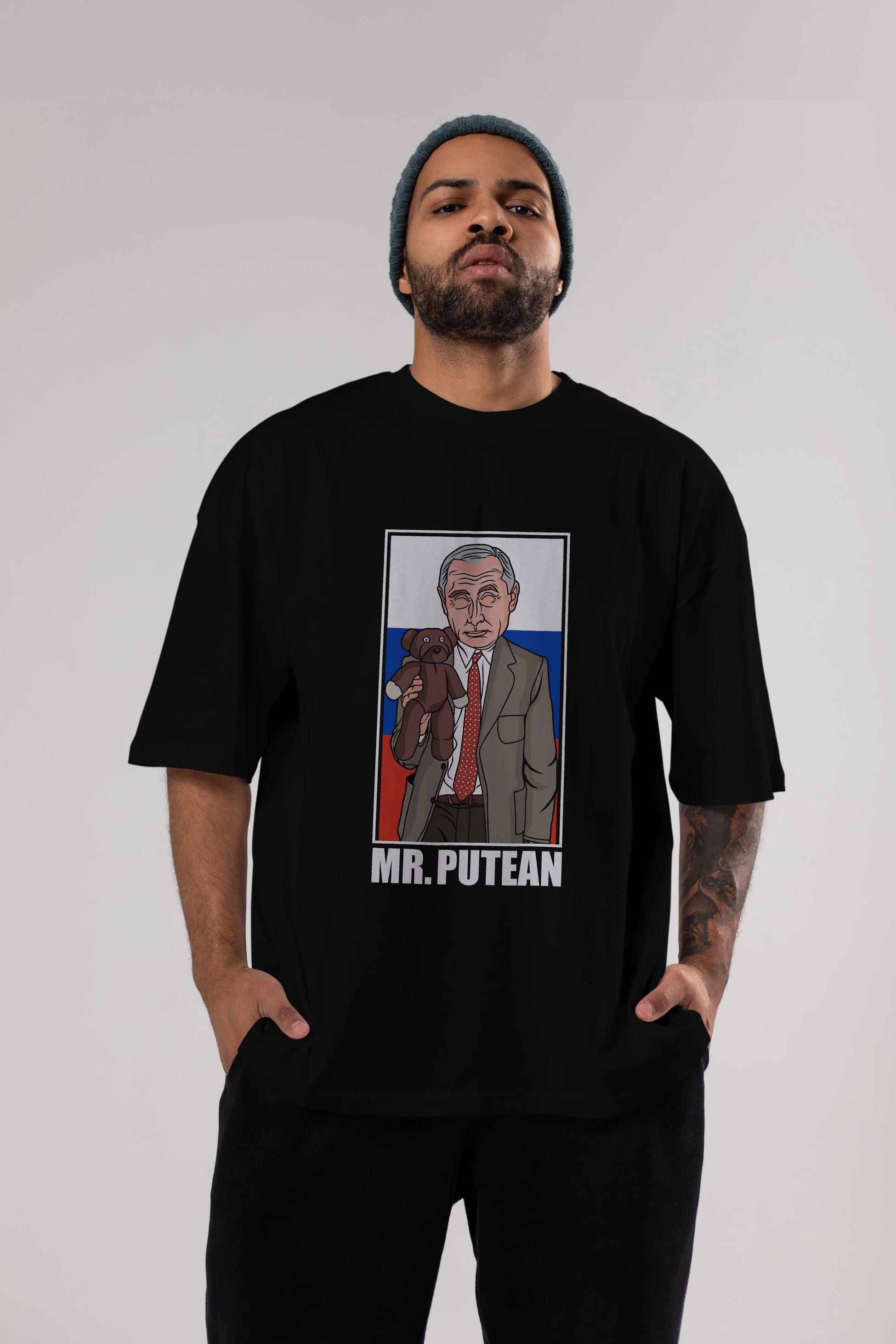 Mr Putean Ön Baskılı Oversize t-shirt Erkek Kadın Unisex %100 Pamuk tişort