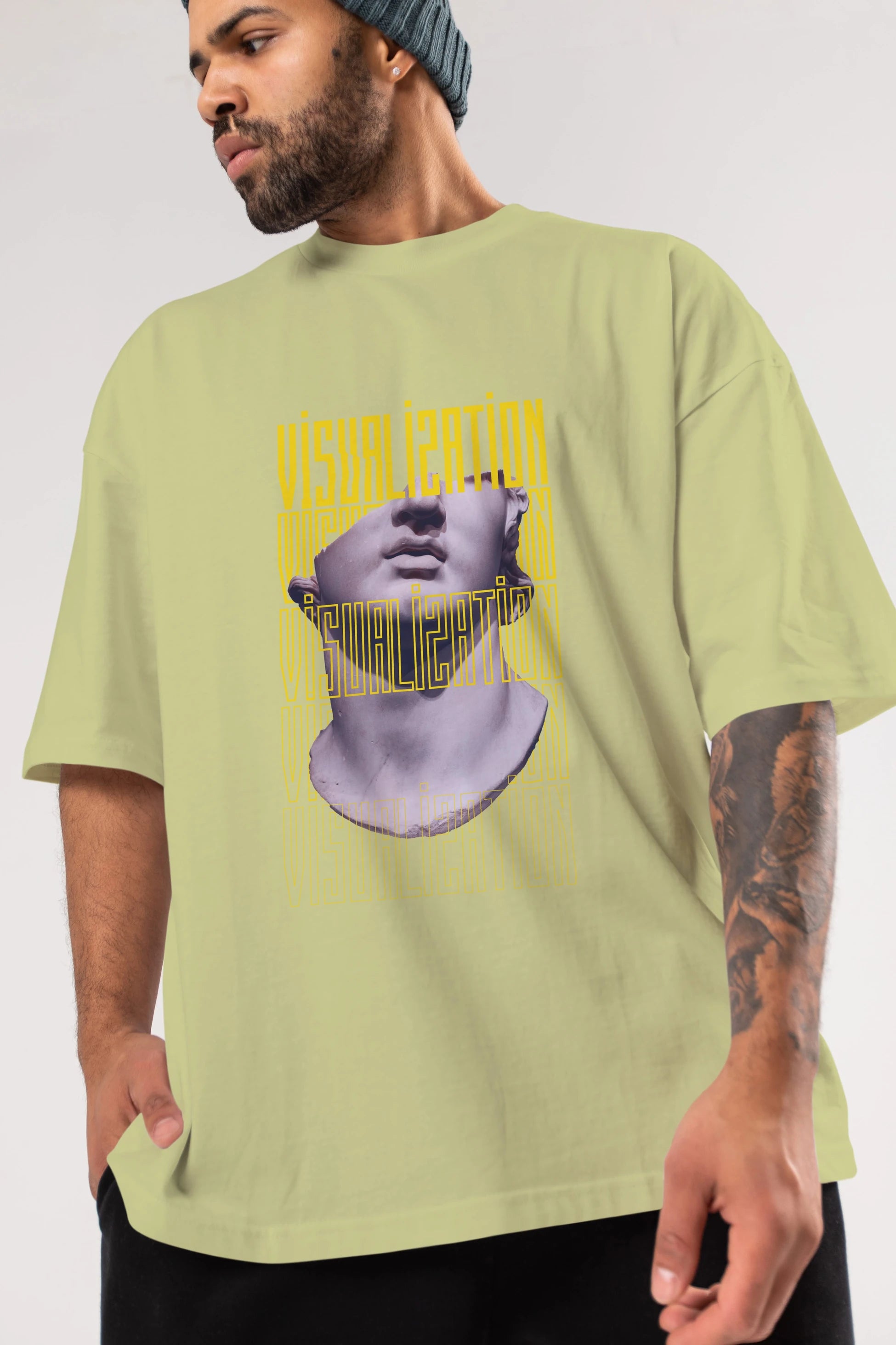 Visualization Yazılı Ön Baskılı Oversize t-shirt Erkek Kadın Unisex