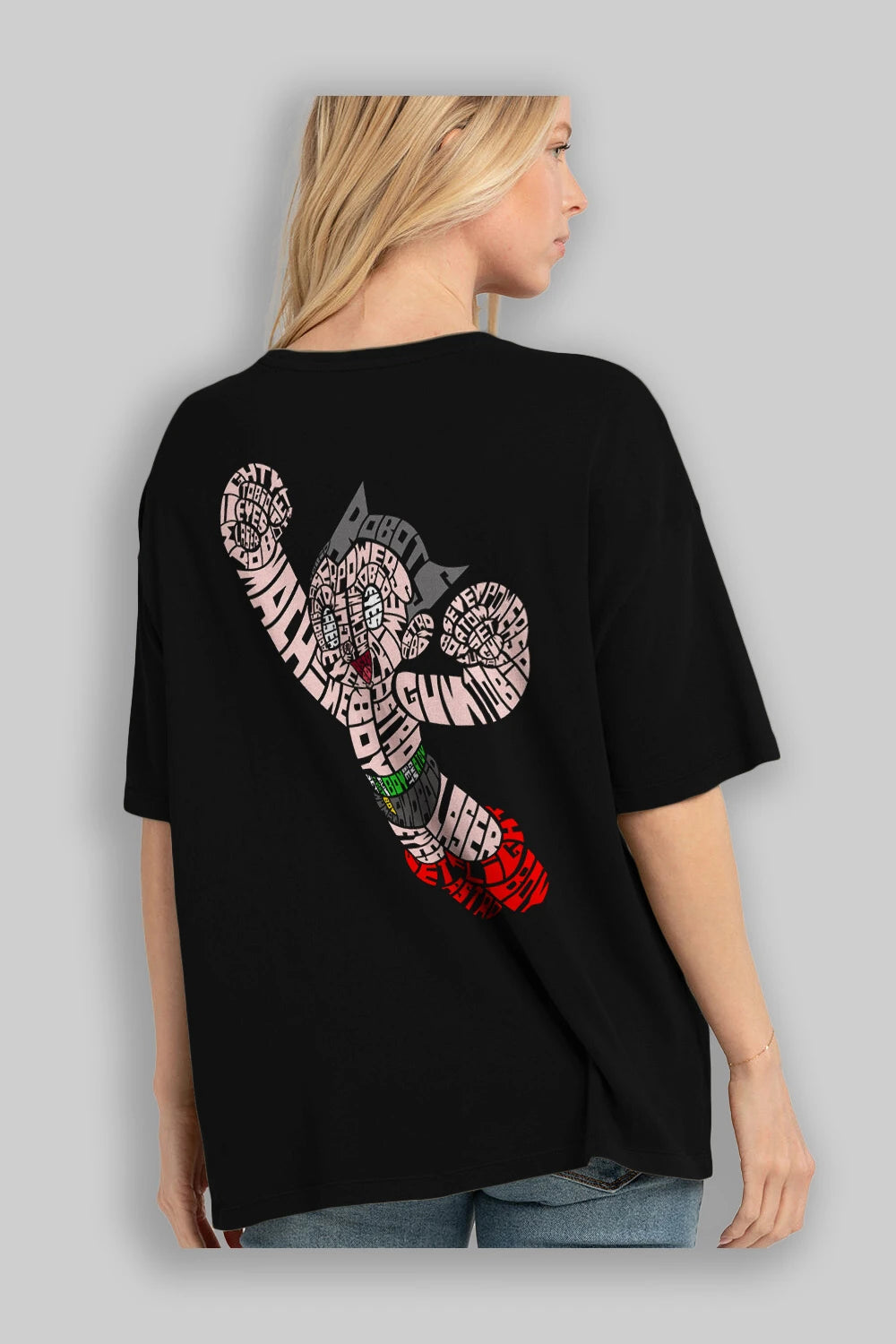Astroboy Arka Baskılı Oversize t-shirt %100 pamuk Erkek Kadın Unisex