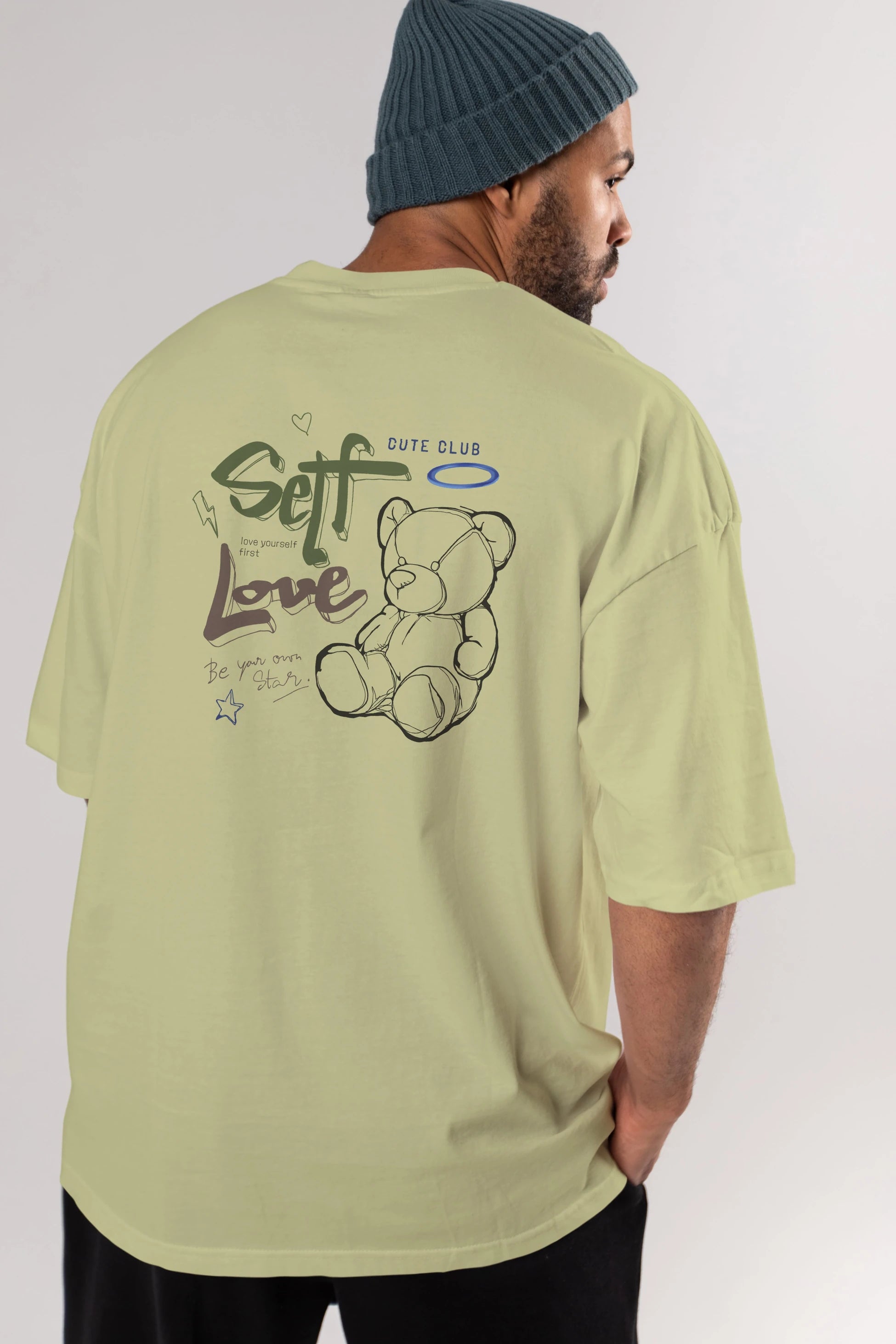 Self Love Bear Arka Baskılı Oversize t-shirt Erkek Kadın Unisex