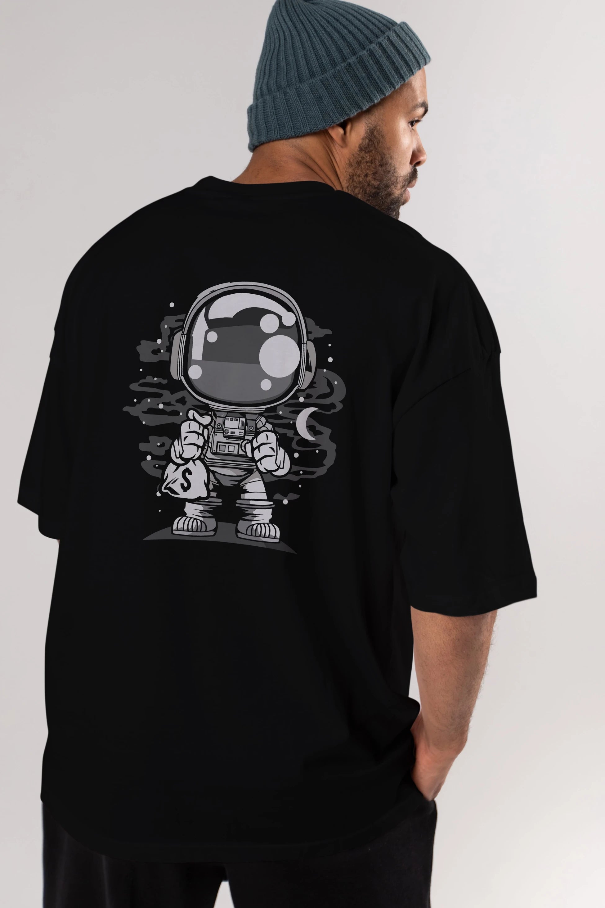 Astronaut Chibi Arka Baskılı Oversize t-shirt Erkek Kadın Unisex