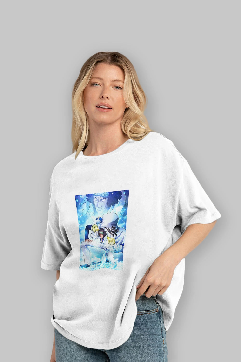 Kuzan Anime Ön Baskılı Oversize t-shirt Erkek Kadın Unisex