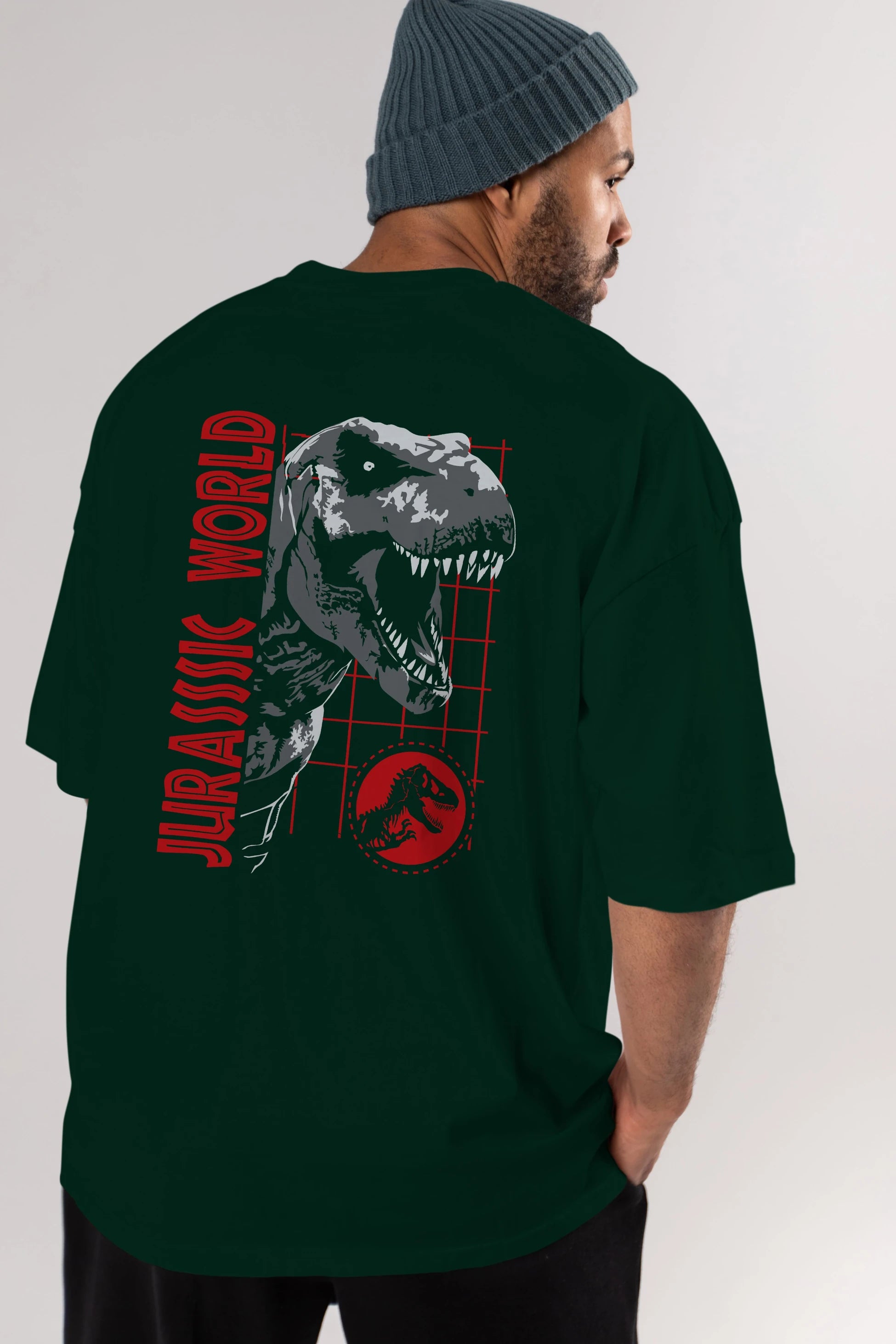 Jurassic Park (2) Arka Baskılı Oversize t-shirt Erkek Kadın Unisex %100 Pamuk Bisiklet Yaka tişort