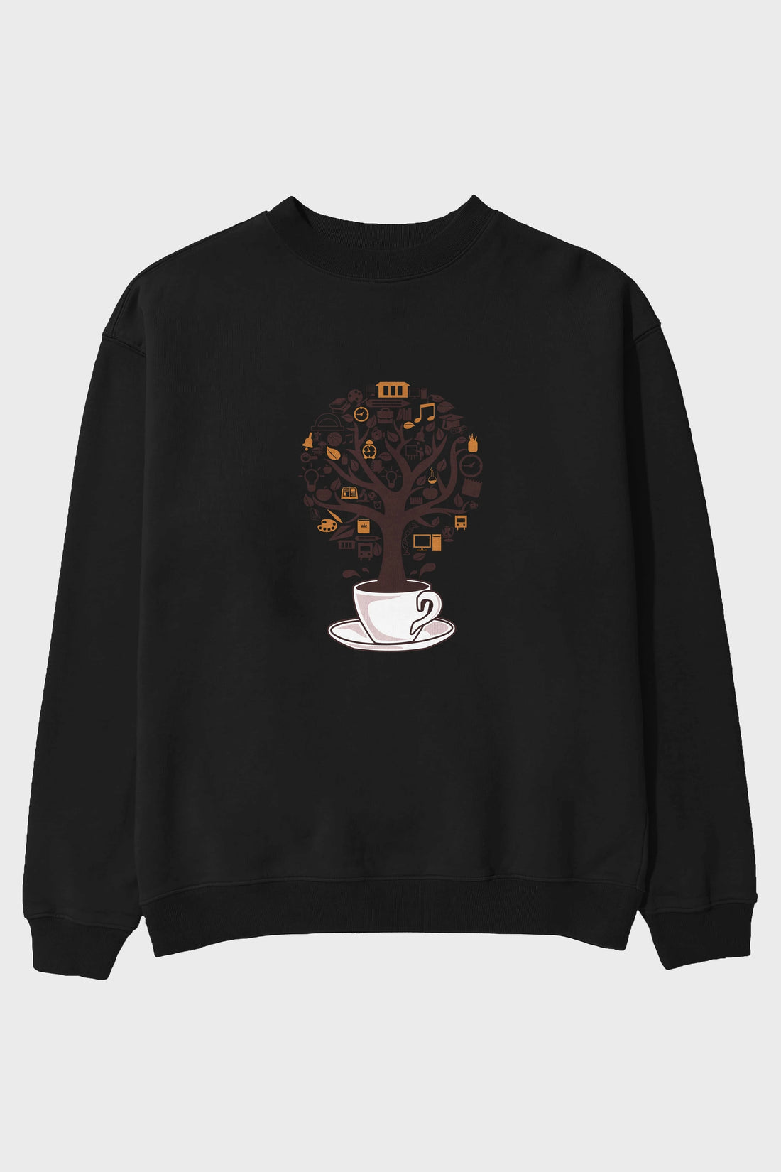 Coffee Tree Ön Baskılı Oversize Sweatshirt Erkek Kadın Unisex