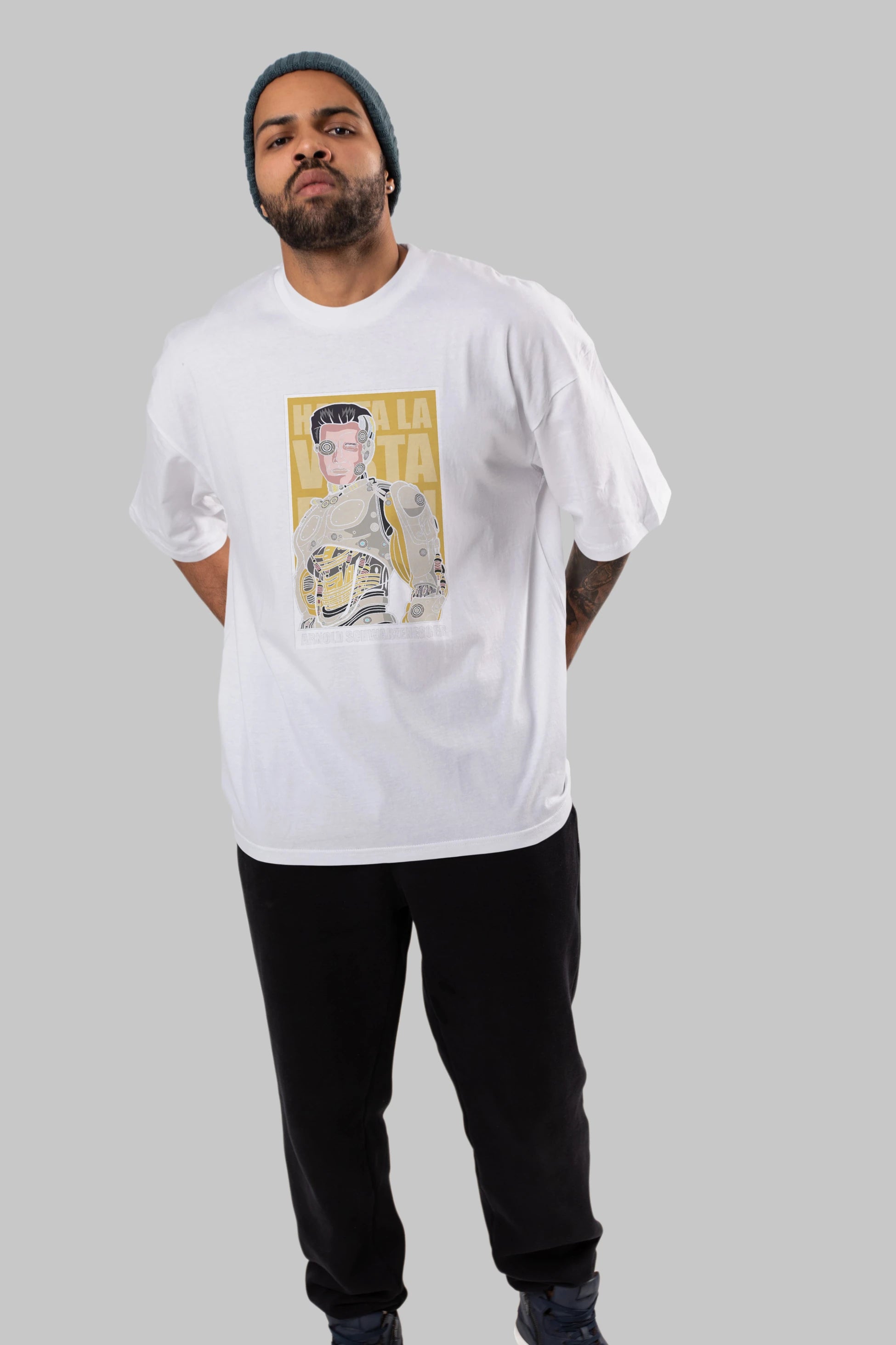 Arnold Robot Human Ön Baskılı Oversize t-shirt Erkek Kadın Unisex %100 Pamuk tişort