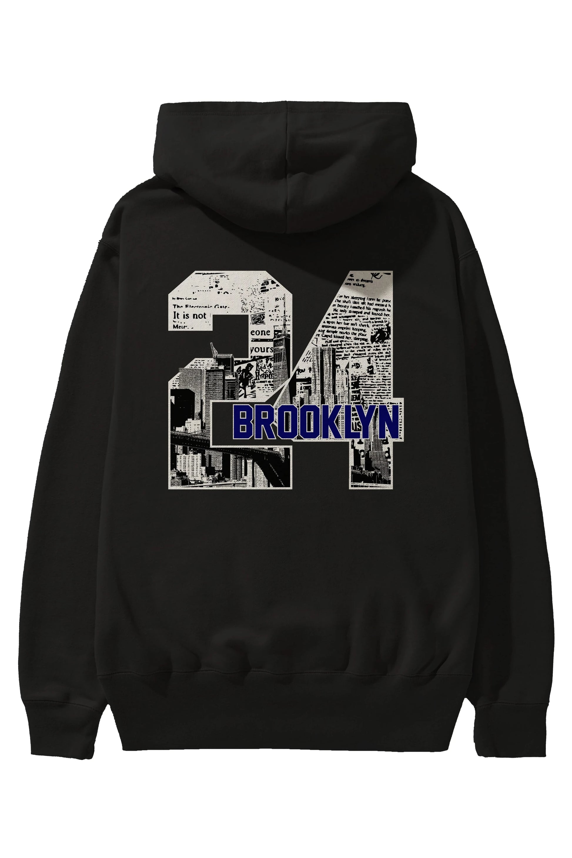 Brooklyn 24 Arka Baskılı Hoodie Oversize Kapüşonlu Sweatshirt Erkek Kadın Unisex