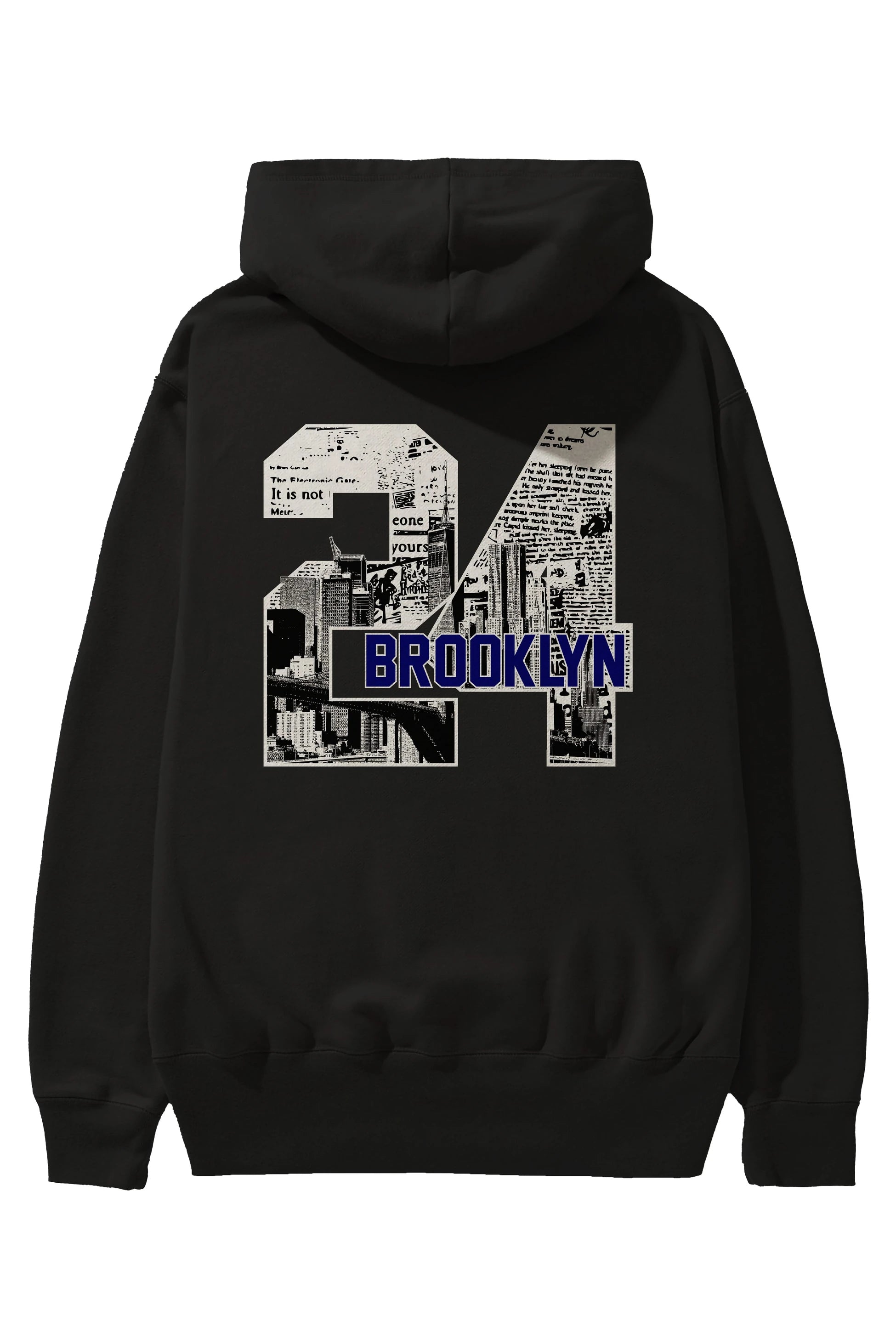 Brooklyn 24 Arka Baskılı Hoodie Oversize Kapüşonlu Sweatshirt Erkek Kadın Unisex