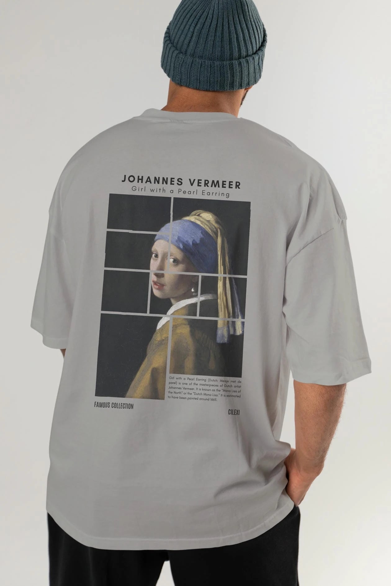 Johannes Vermeer Arka Baskılı Oversize t-shirt Erkek Kadın Bisiklet Yaka Pamuk tişort