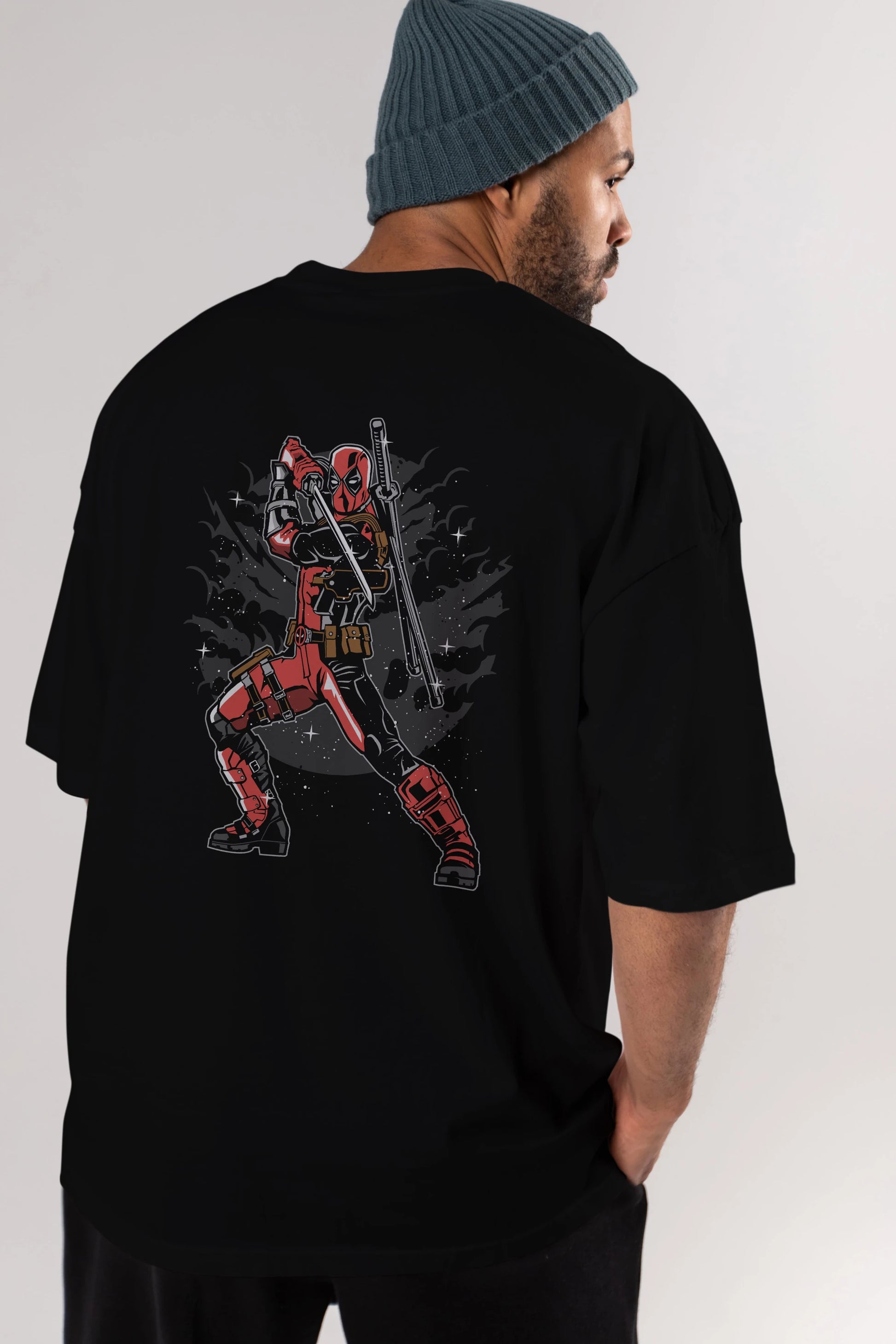 Deadpool Arka Baskılı Oversize t-shirt Erkek Kadın Unisex %100 Pamuk