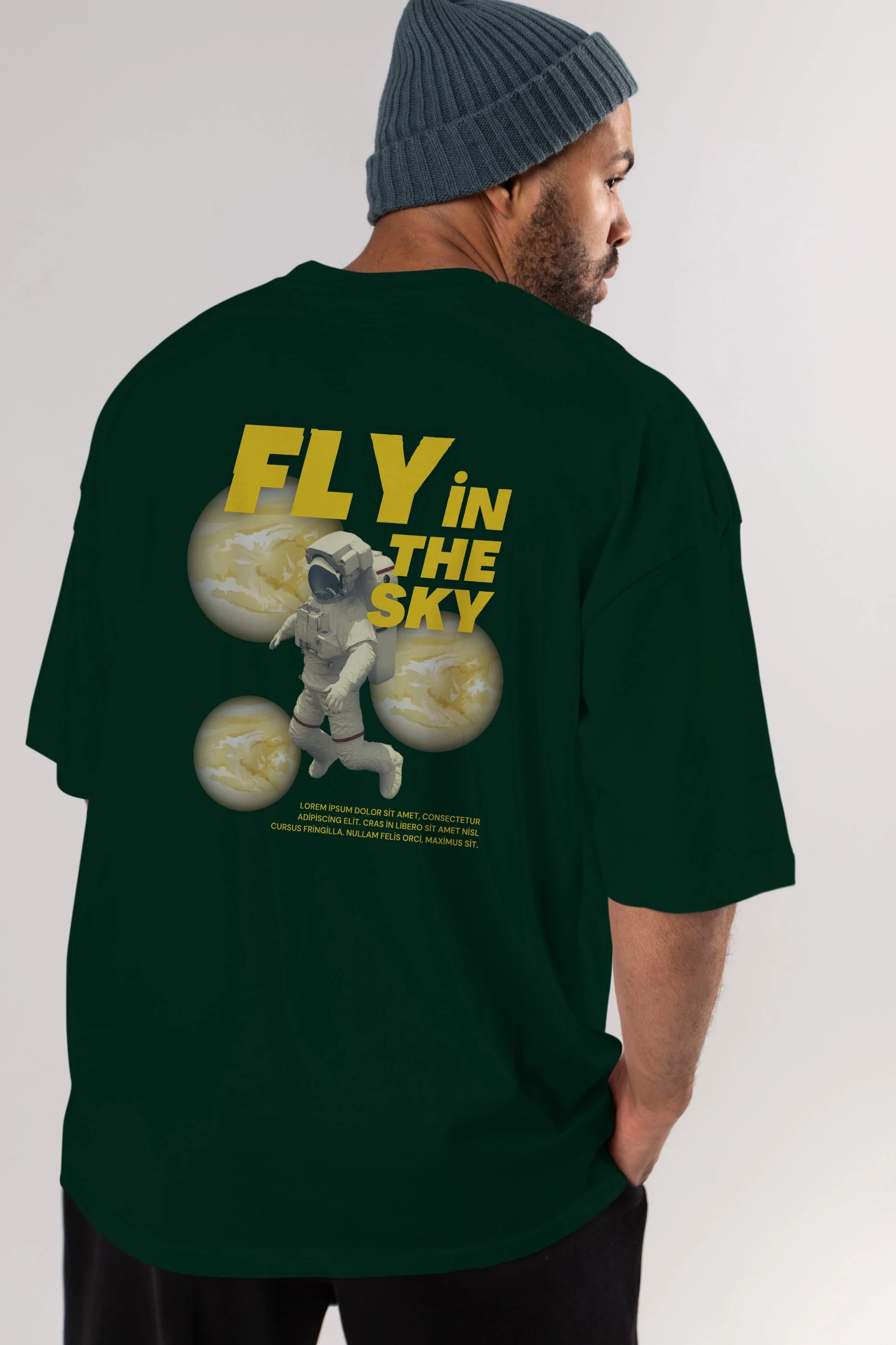 Fly in The Sky Arka Baskılı Oversize t-shirt Erkek Kadın Unisex