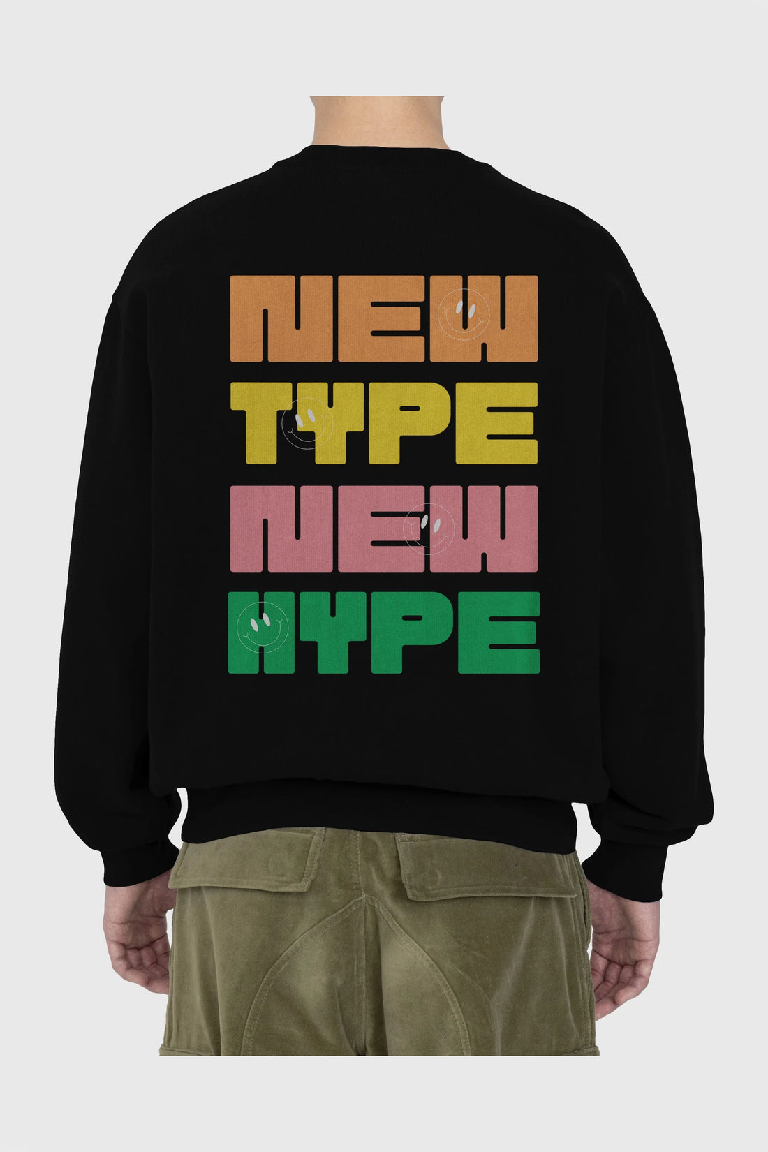 New Type New Hype Yazılı Arka Baskılı Oversize Sweatshirt Erkek Kadın Unisex