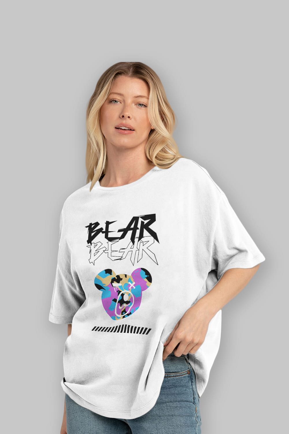 Bear Bear Ön Baskılı Oversize t-shirt Erkek Kadın Unisex