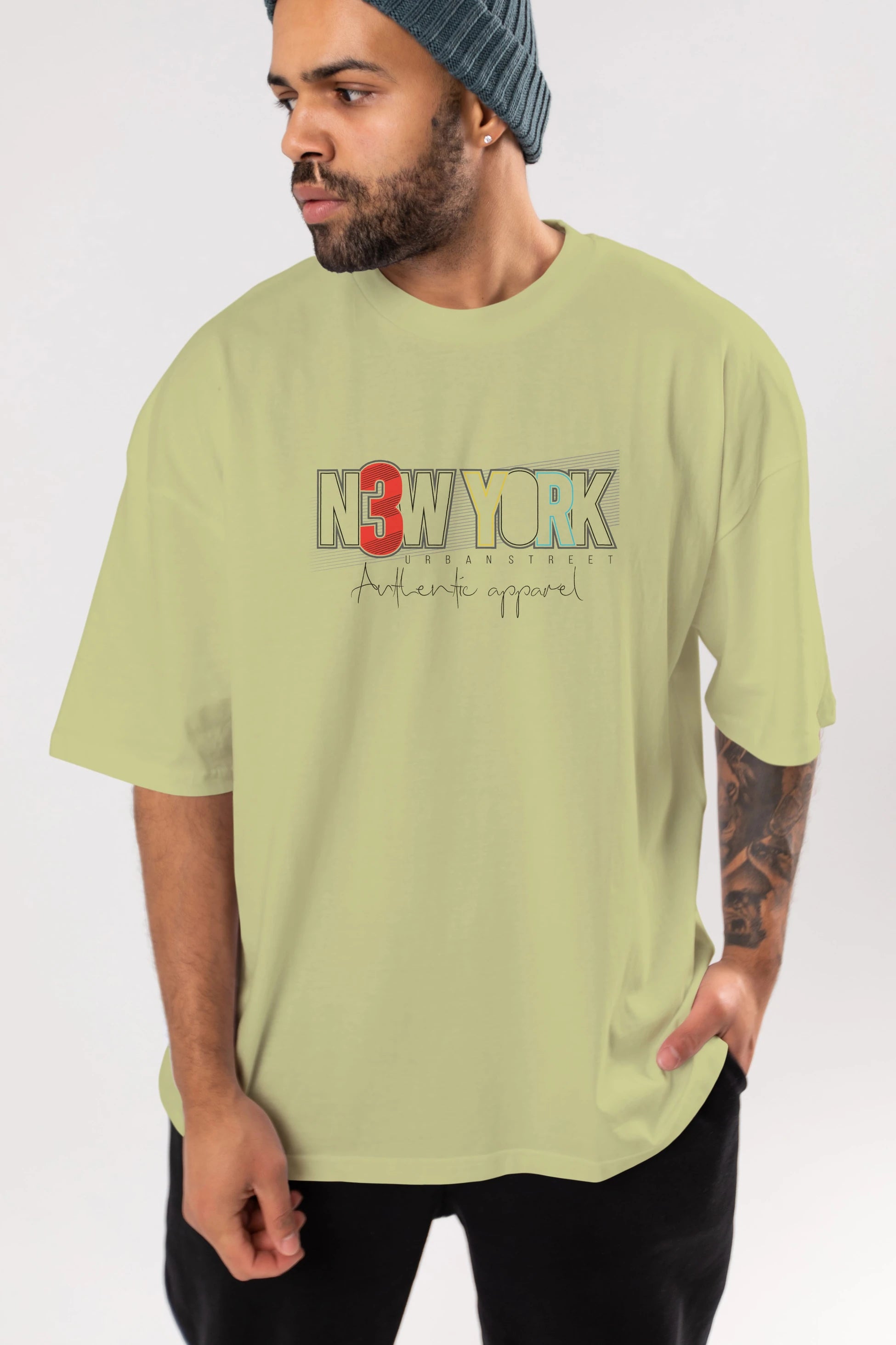 New York Ön Baskılı Oversize t-shirt Erkek Kadın Unisex