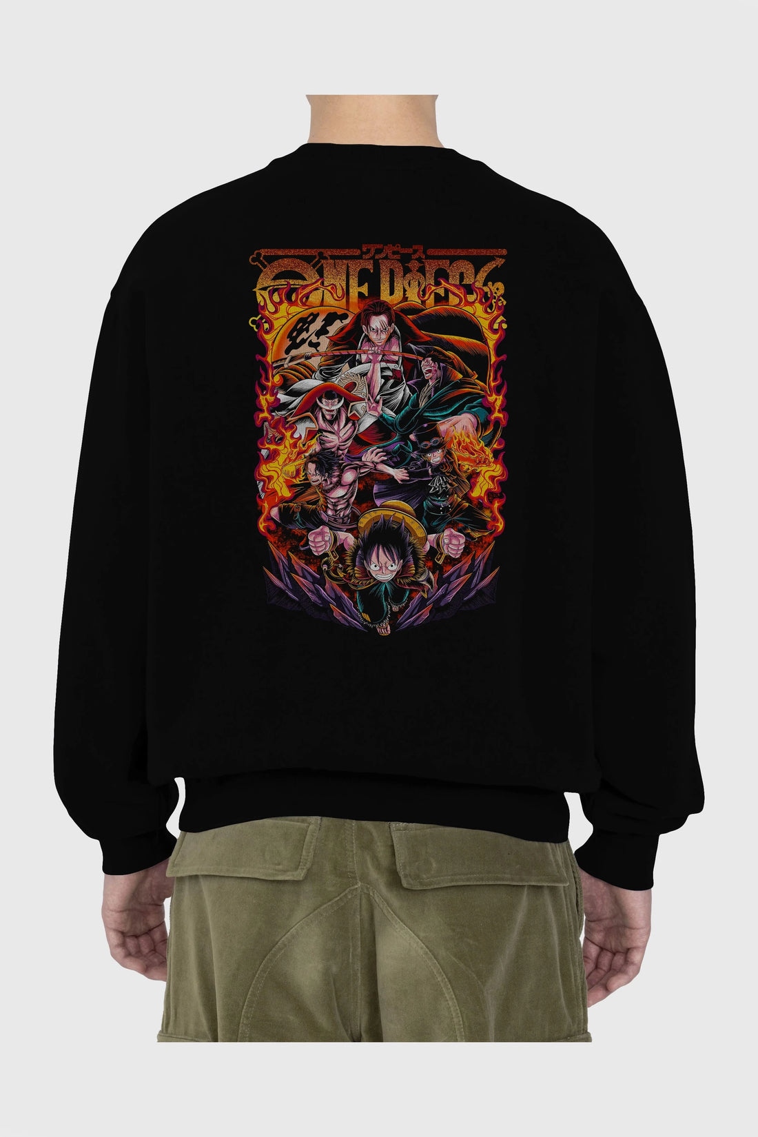 ONE PIECE (3) Anime Arka Baskılı Oversize Sweatshirt Erkek Kadın Unisex