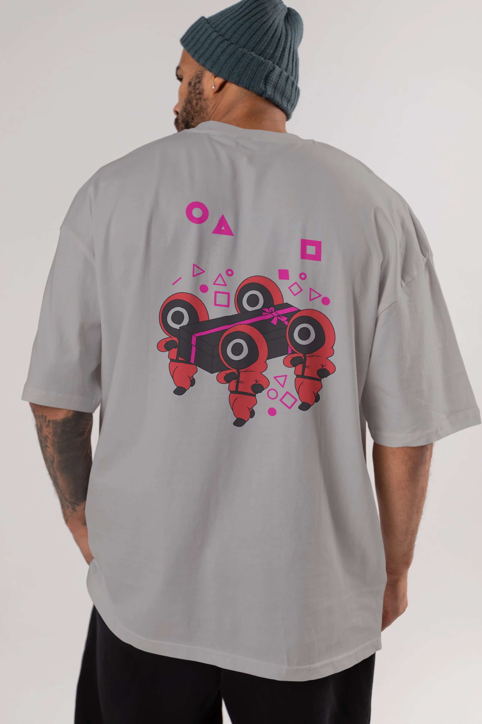 Squid Game (6) Arka Baskılı Oversize t-shirt Erkek Kadın Unisex %100 Pamuk Bisiklet Yaka tişort