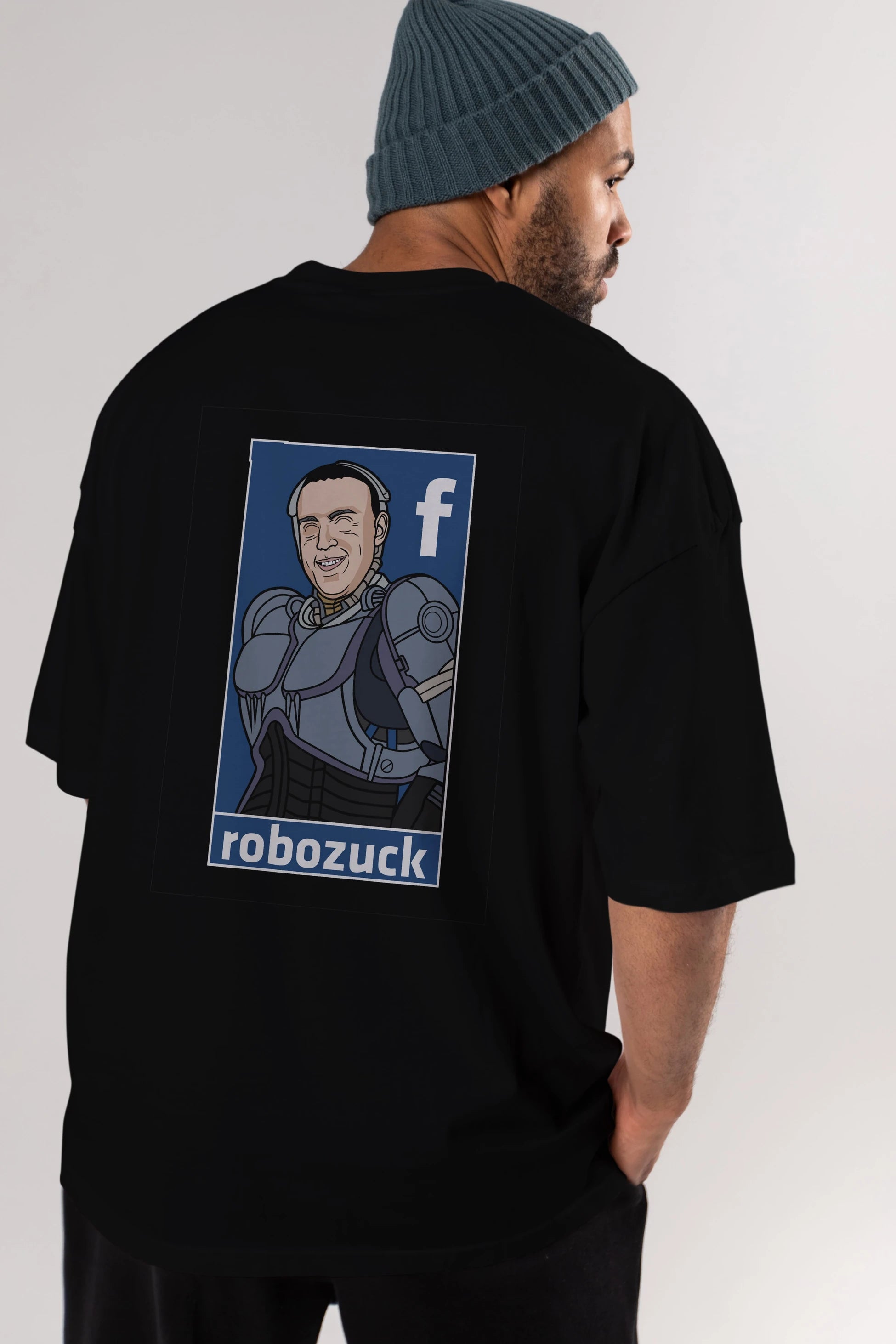 Robozuck Arka Baskılı Oversize t-shirt Erkek Kadın Unisex %100 Pamuk tişort