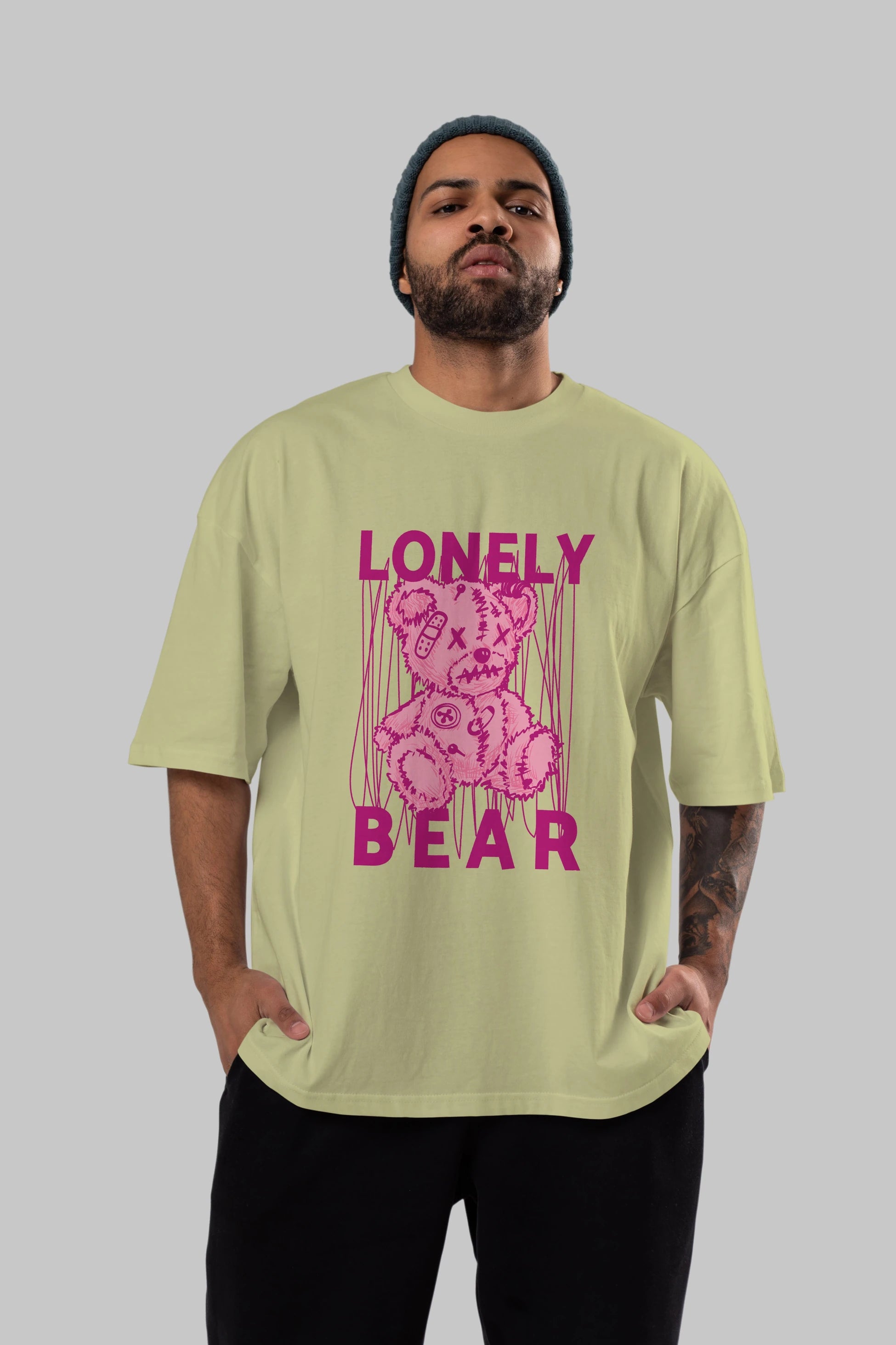 Lonely Bear Ön Baskılı Oversize t-shirt Erkek Kadın Unisex
