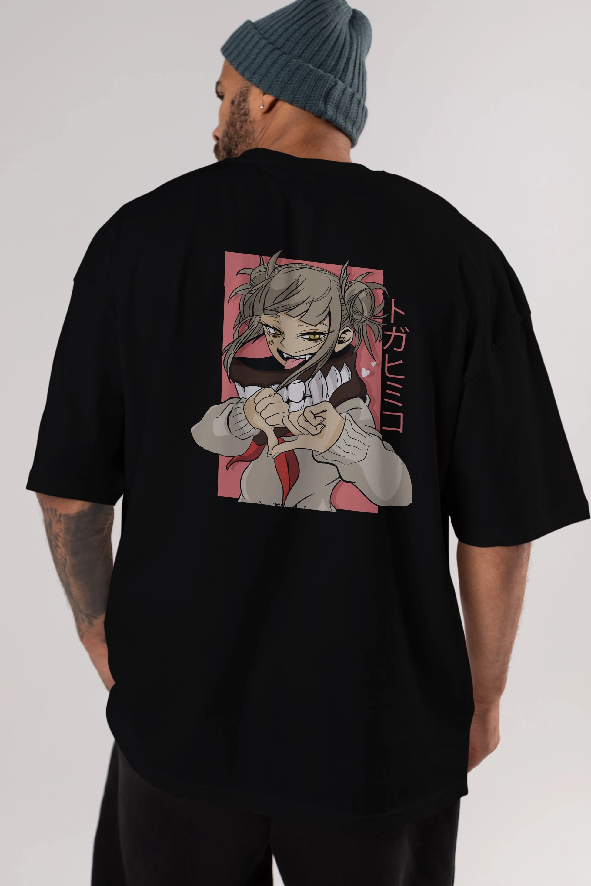 Himiko Toga Anime Arka Baskılı Oversize t-shirt Erkek Kadın Unisex