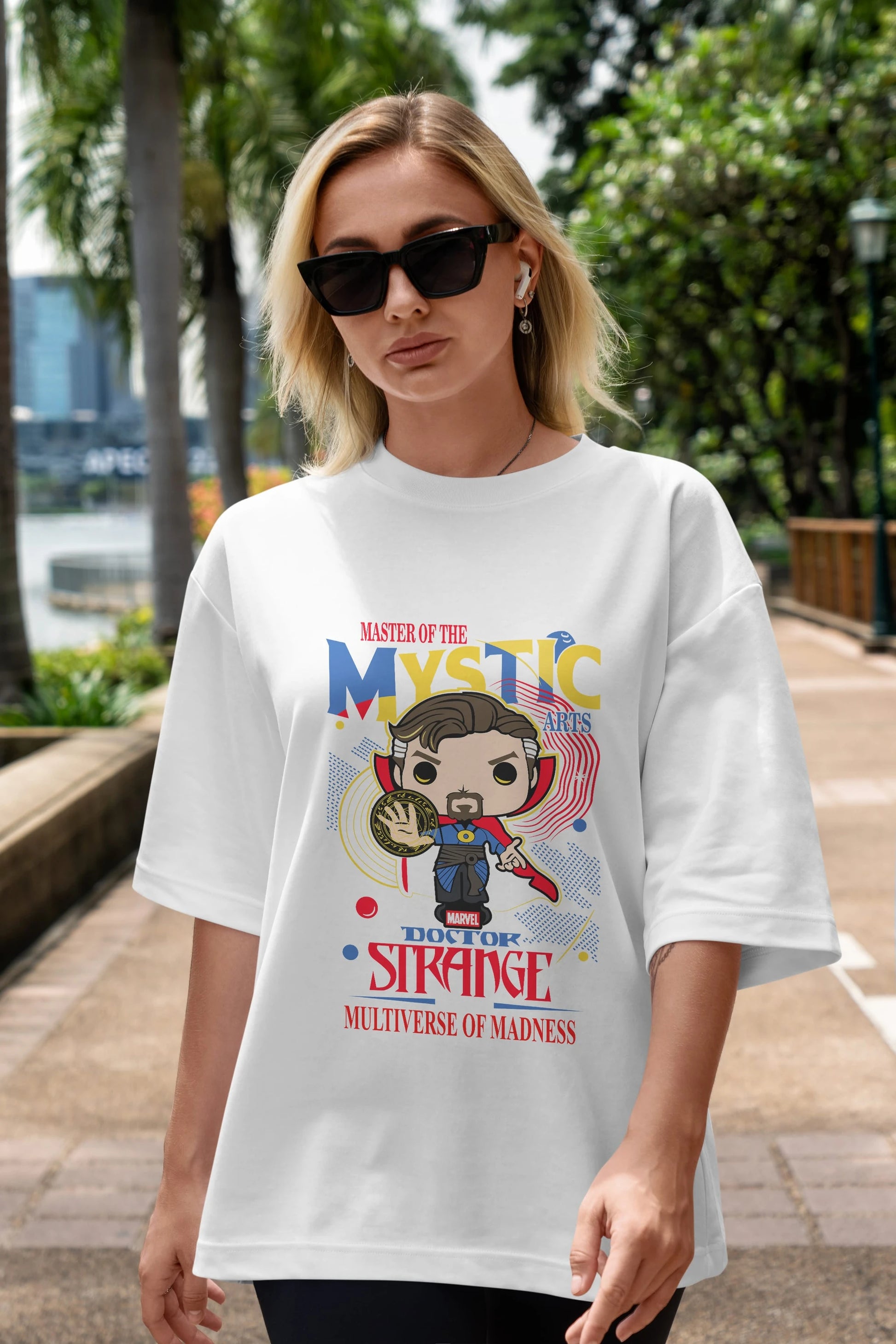 Doctor Strange Ön Baskılı Oversize t-shirt Erkek Kadın Unisex %100 Pamuk Bisiklet Yaka tişort