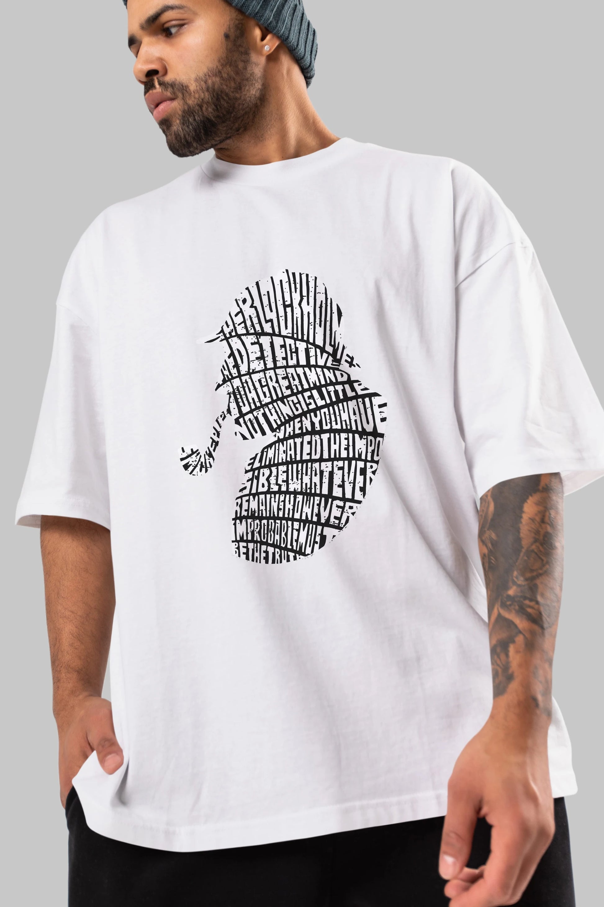 Holmes Ön Baskılı Oversize t-shirt %100 pamuk Erkek Kadın Unisex