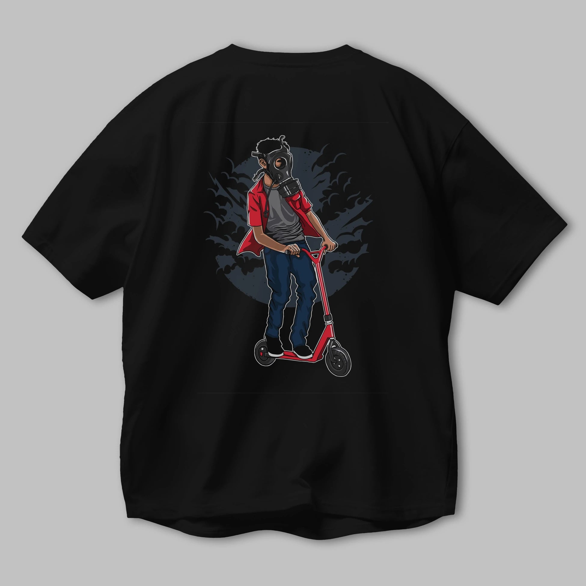 Gasmask Rider Arka Baskılı Oversize t-shirt Erkek Kadın Unisex %100 Pamuk
