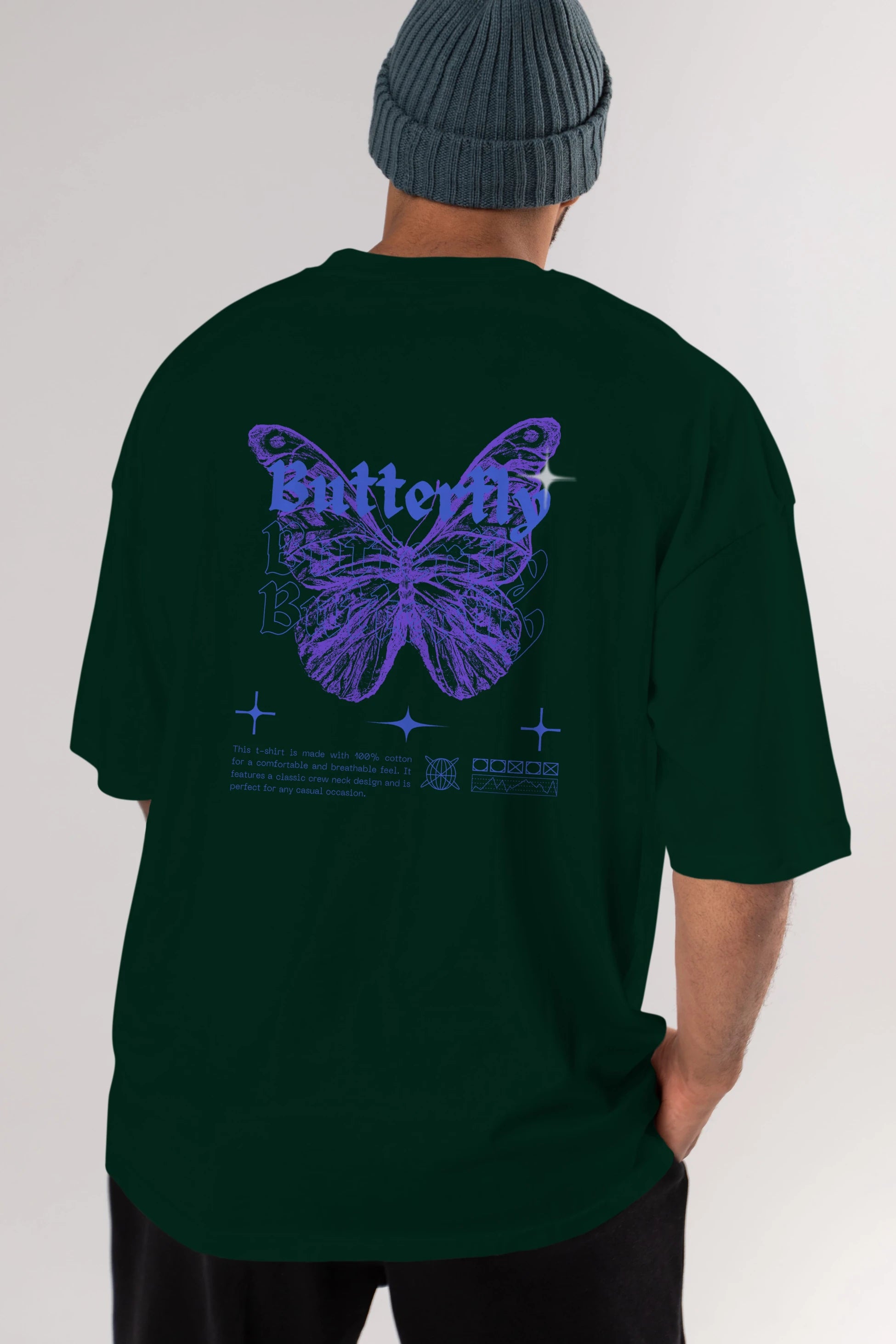 Butterfly Streetwear Arka Baskılı Oversize t-shirt Erkek Kadın Unisex