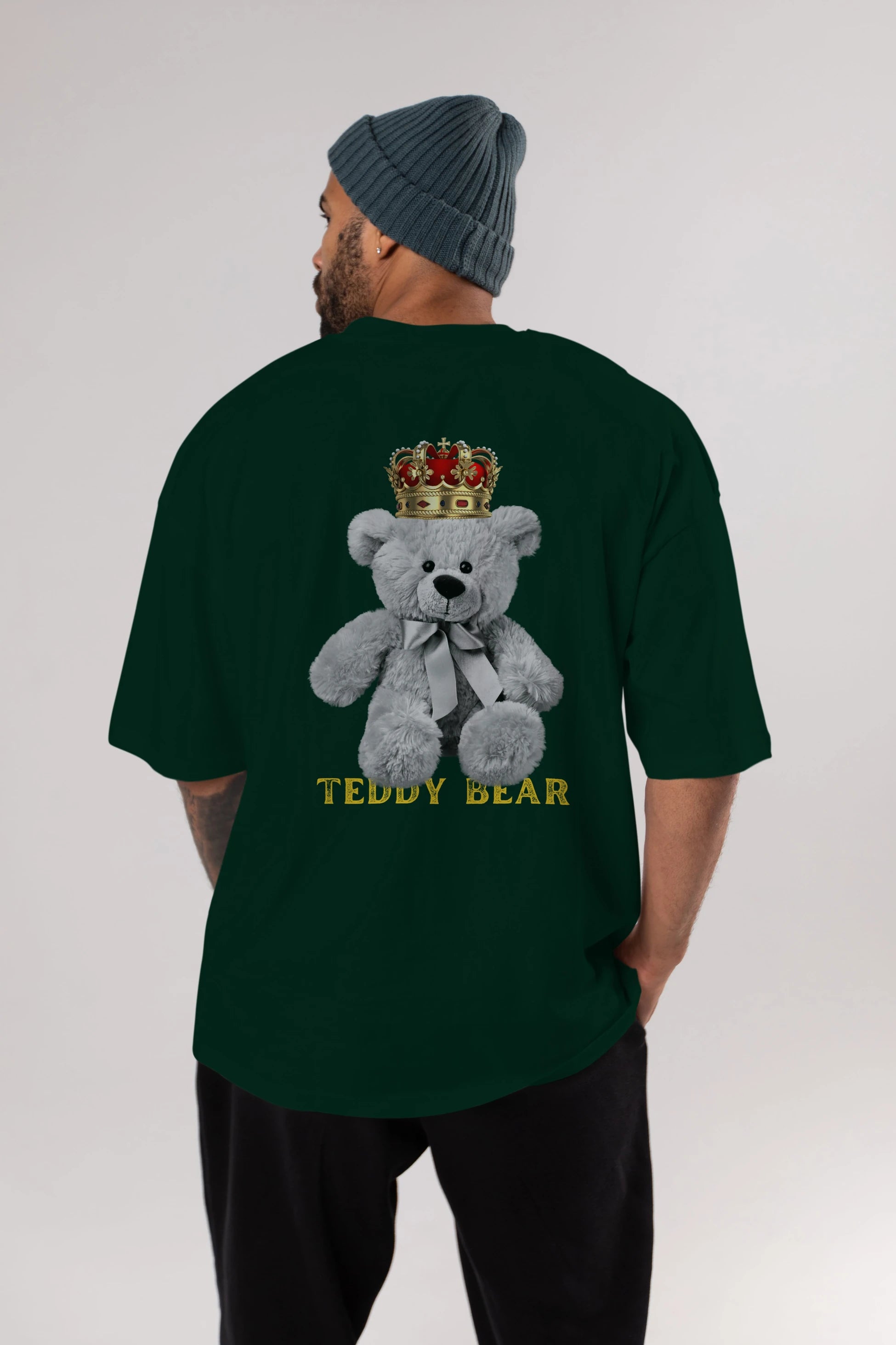 Teddy Bear Arka Baskılı Oversize t-shirt Erkek Kadın Unisex
