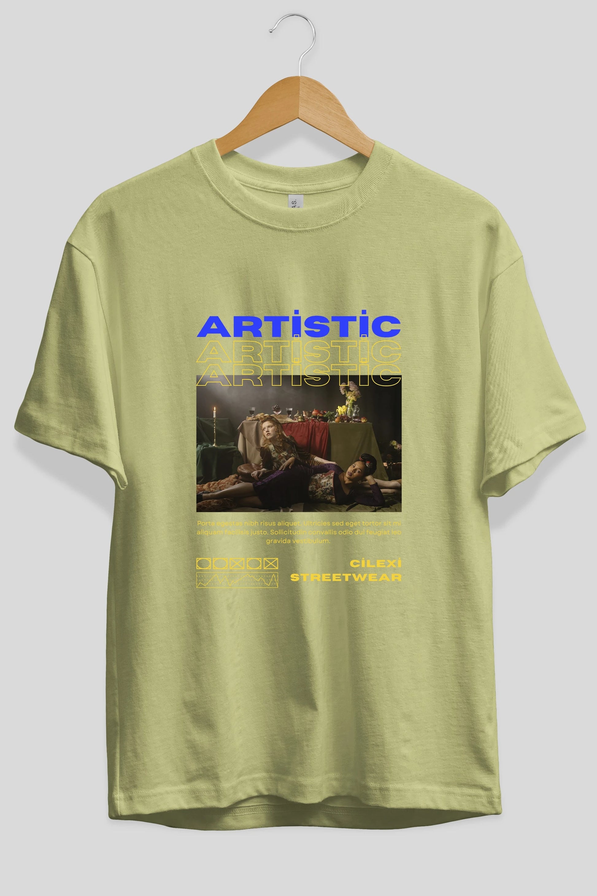 Artistic Yazılı Streetwear Ön Baskılı Oversize t-shirt Erkek Kadın Unisex