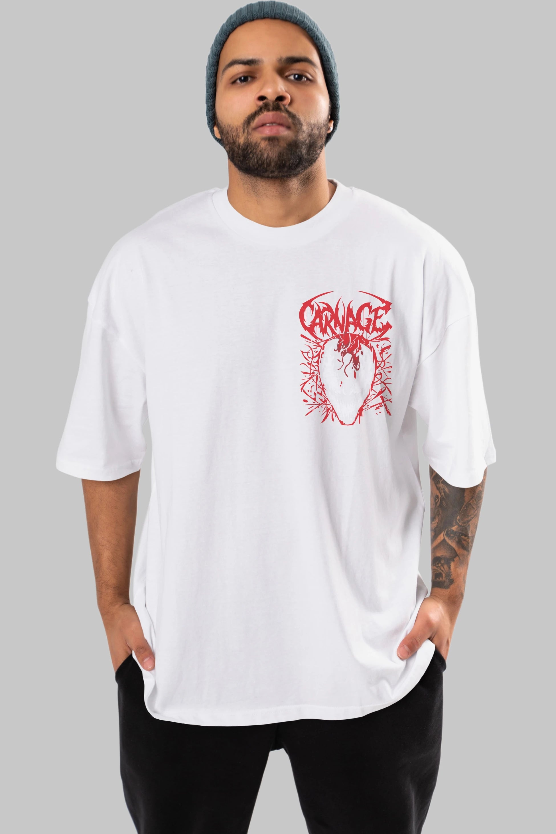 Venom (22) Ön Sol Baskılı Oversize t-shirt Erkek Kadın Unisex %100 Pamuk Bisiklet Yaka tişort