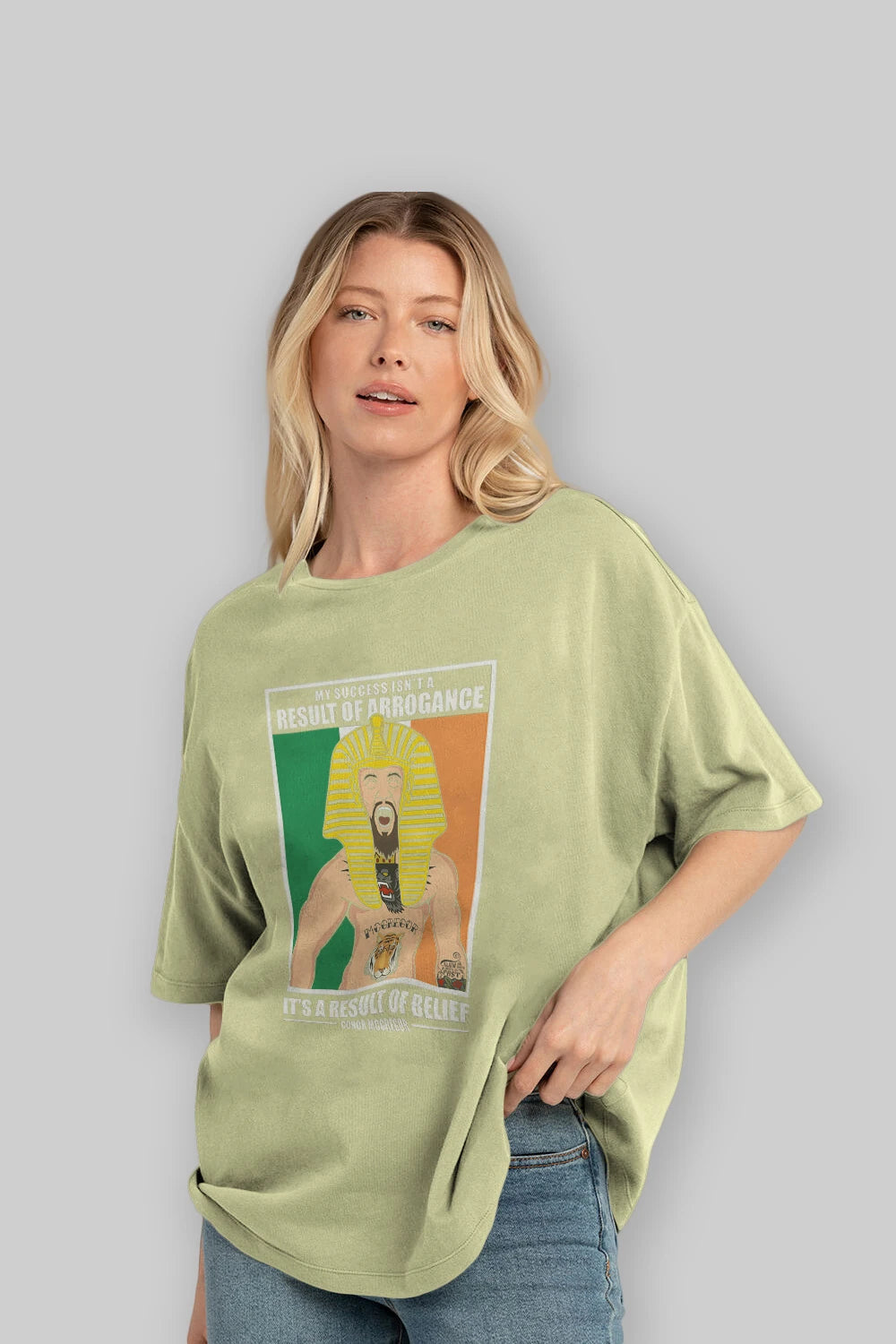 McGregor Pharaoh Ön Baskılı Oversize t-shirt Erkek Kadın Unisex %100 Pamuk tişort