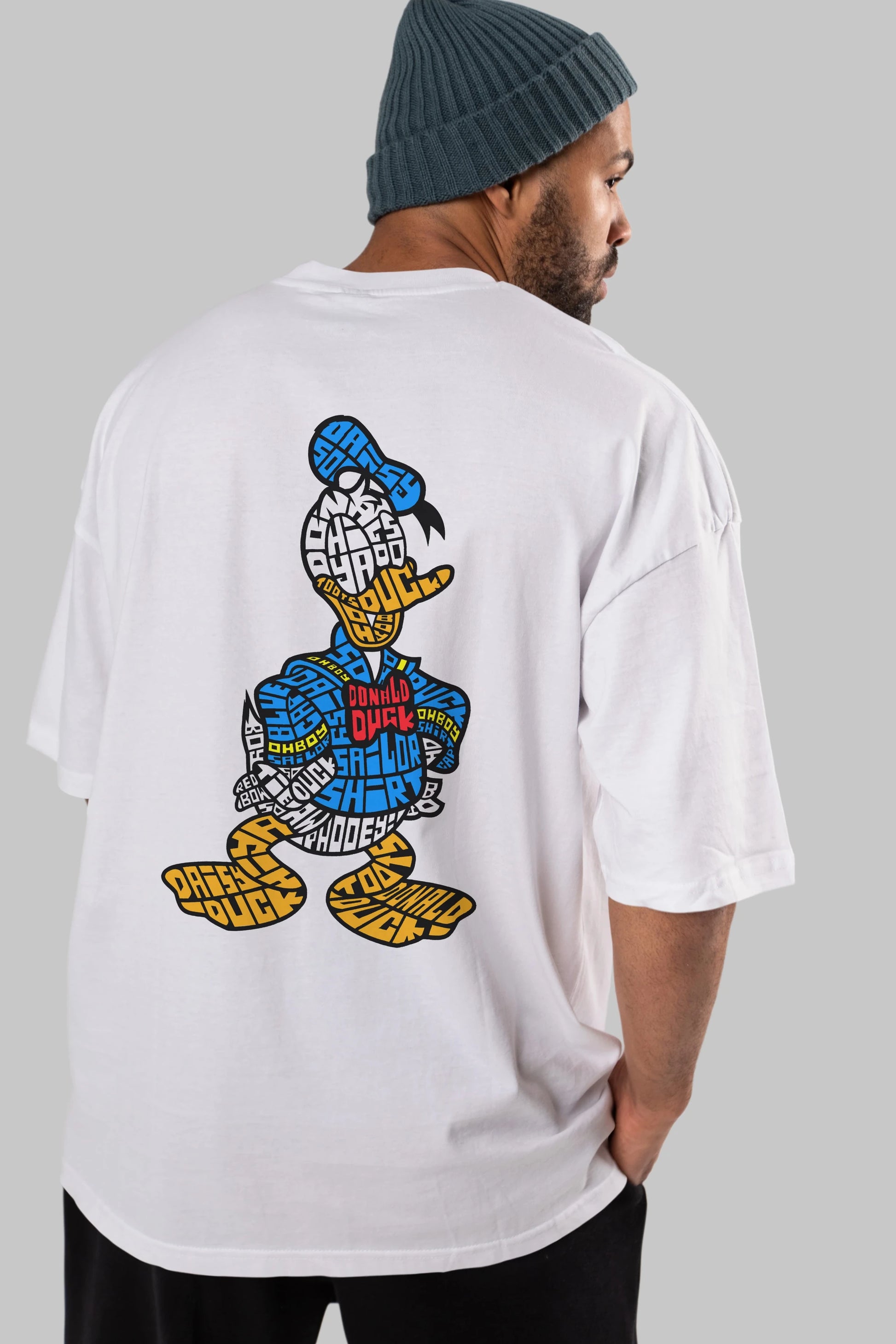 Donald Arka Baskılı Oversize t-shirt %100 pamuk Erkek Kadın Unisex
