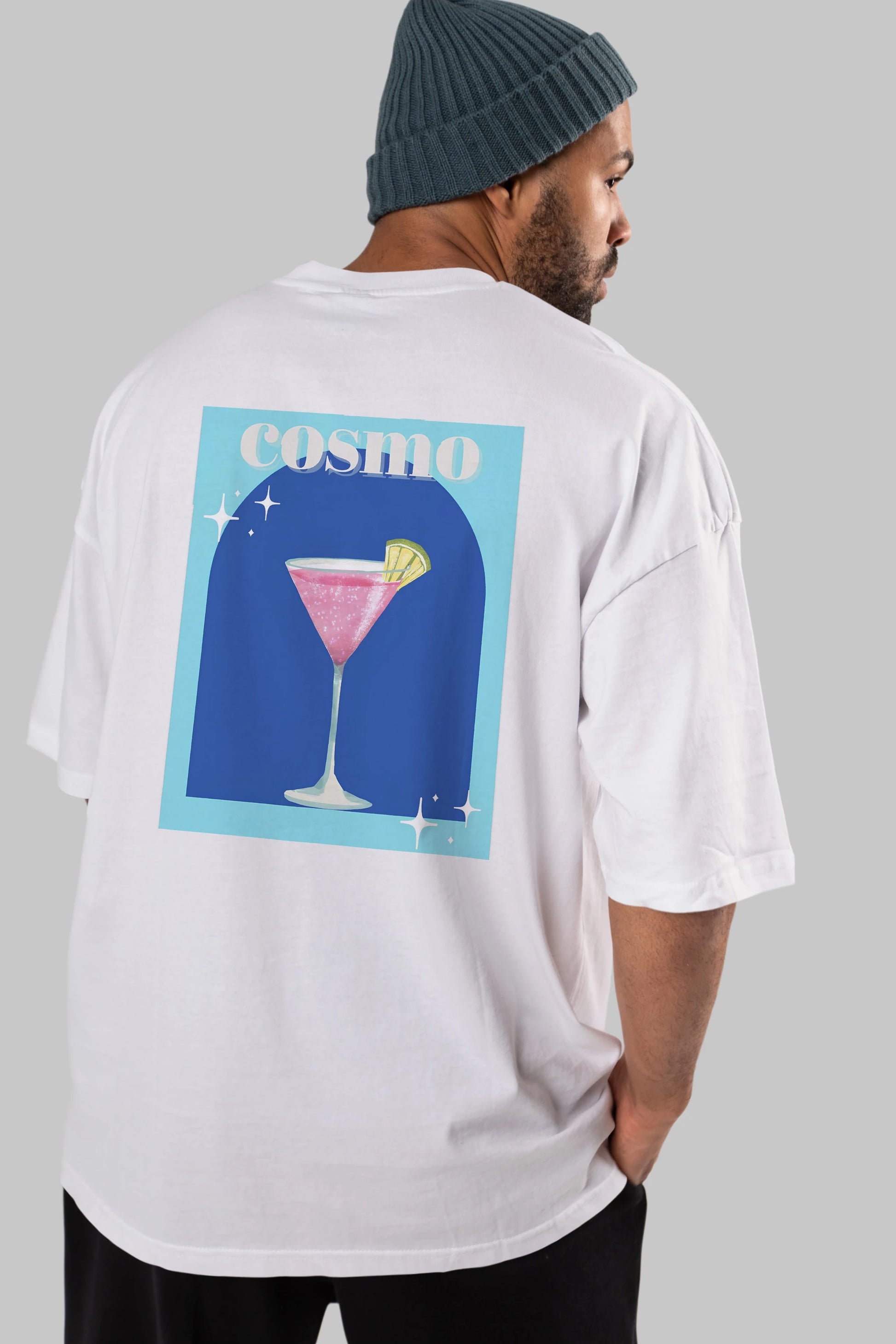 Cosmopolitan 2 Arka Baskılı Oversize t-shirt Erkek Kadın Unisex %100 Pamuk Bisiklet Yaka tişort