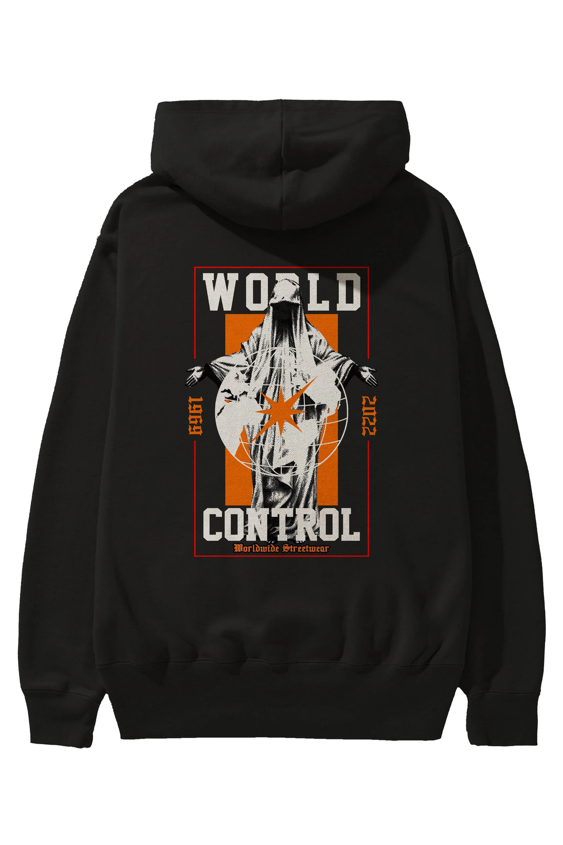 World Control Arka Baskılı Hoodie Oversize Kapüşonlu Sweatshirt Erkek Kadın Unisex