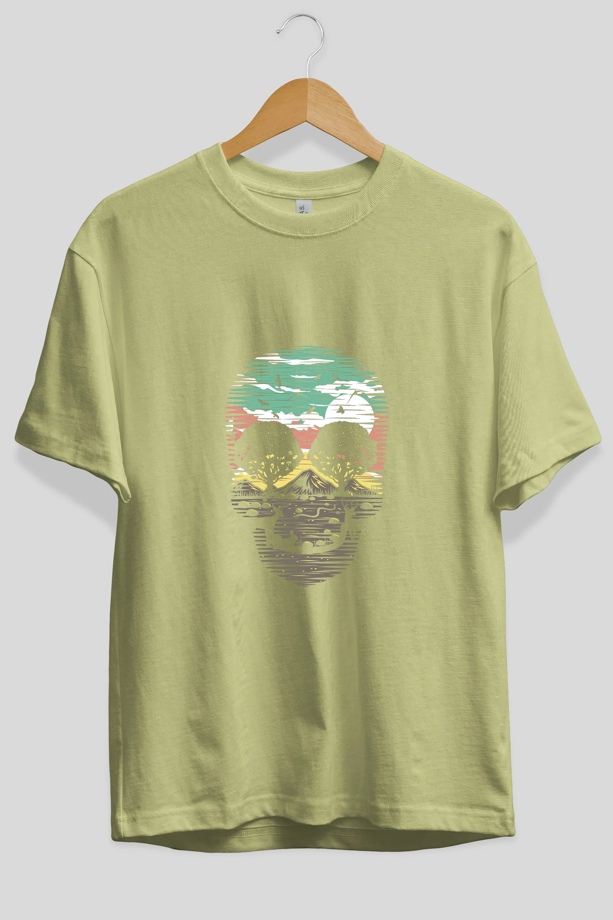 Skull Nature Ön Baskılı Oversize t-shirt %100 pamuk Erkek Kadın Unisex