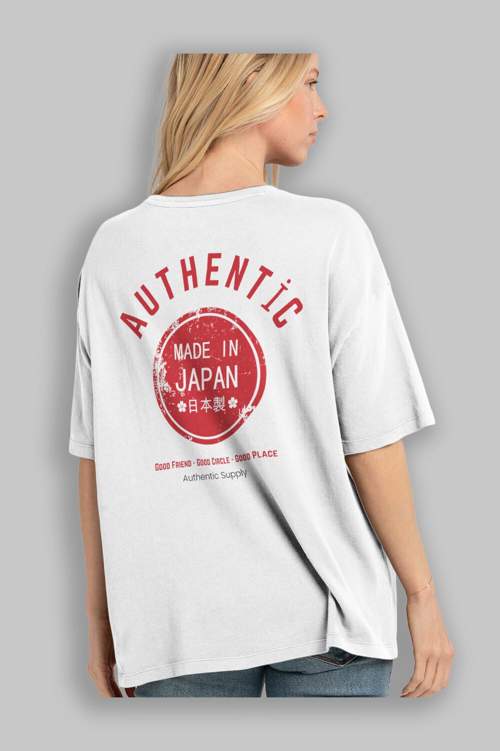 Authentic Japan Style Arka Baskılı Oversize t-shirt Erkek Kadın Unisex
