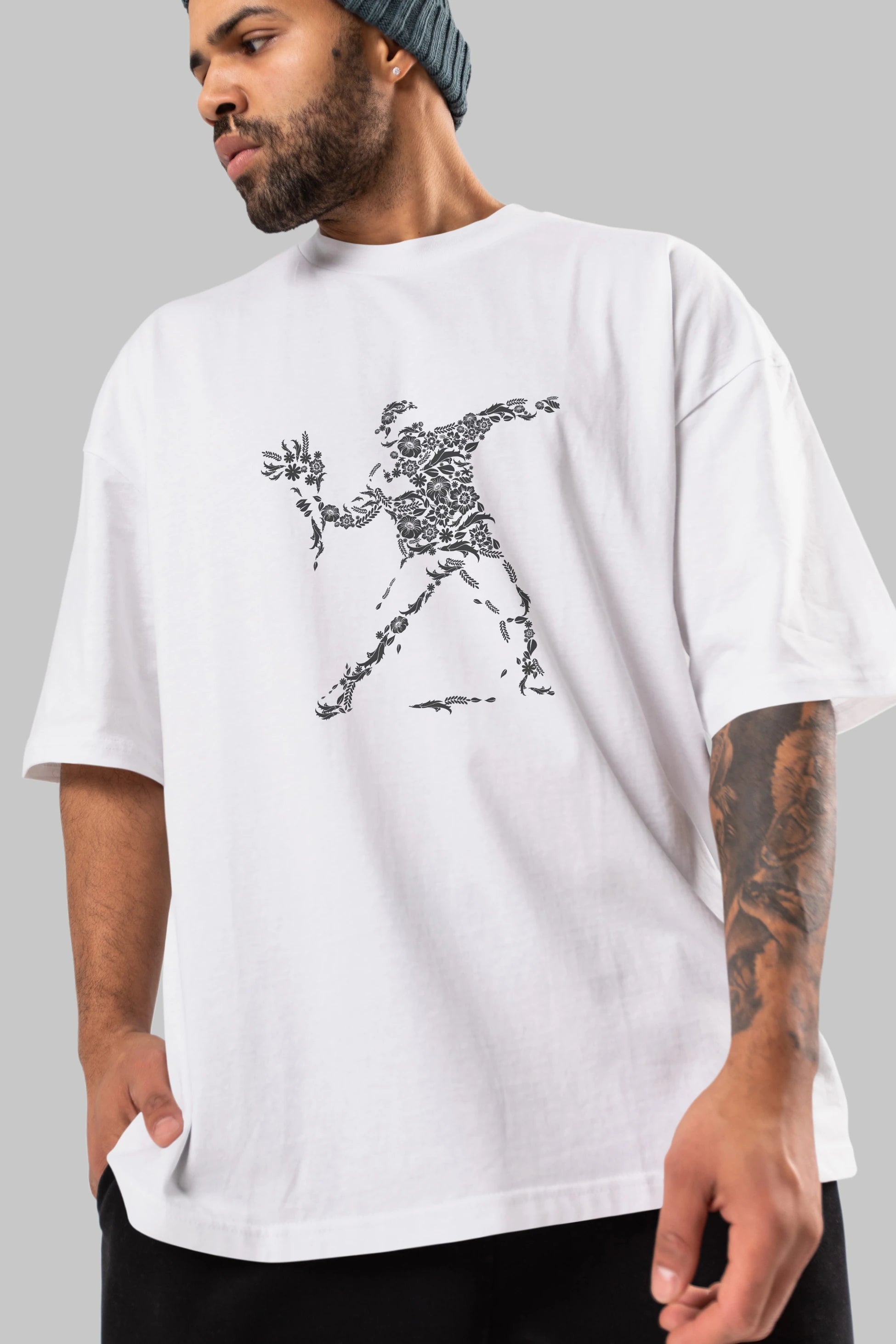 Flourish Vandalism Ön Baskılı Oversize t-shirt %100 pamuk Erkek Kadın Unisex