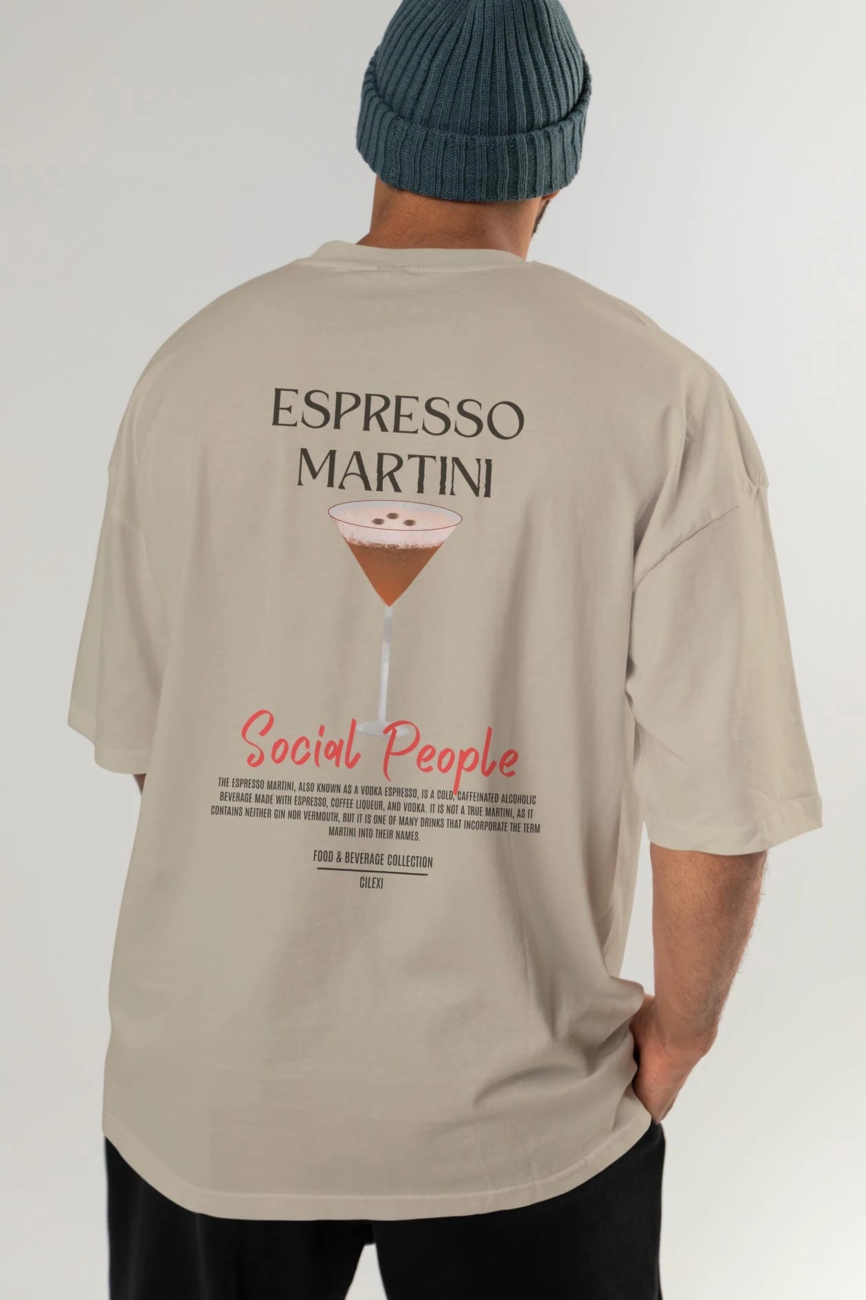 Espresso Martını Kokteyl Serisi Baskılı Oversize t-shirt Erkek Kadın Unisex %100 Pamuk Bisiklet Yaka tişort
