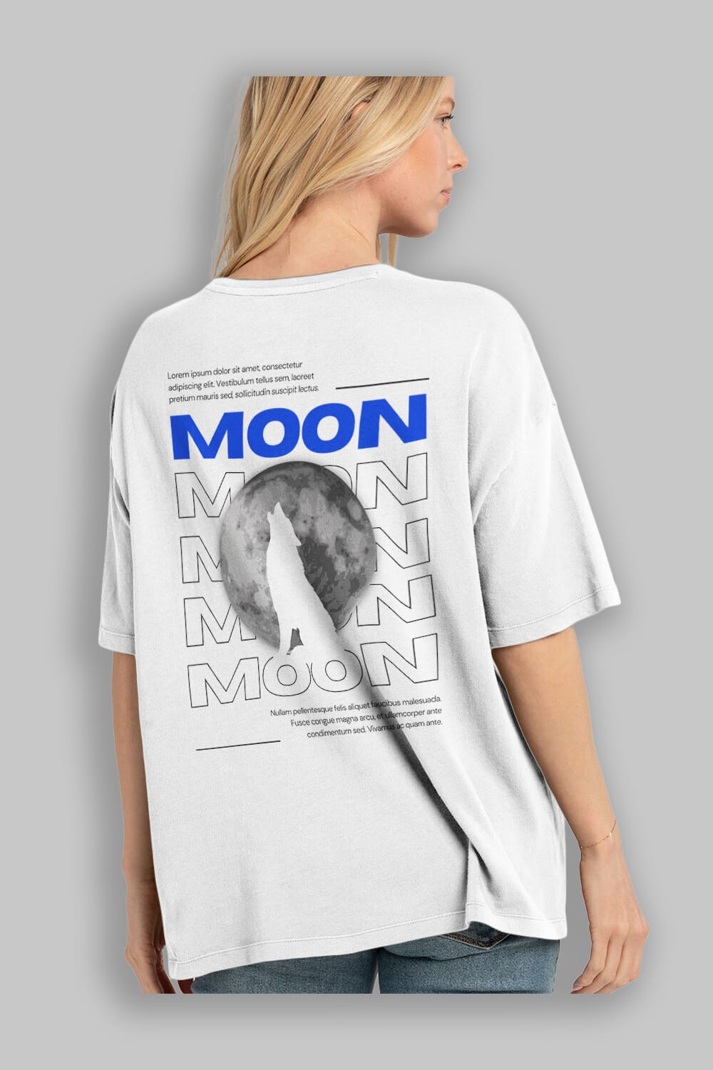 Moon Arka Baskılı Oversize t-shirt Erkek Kadın Unisex