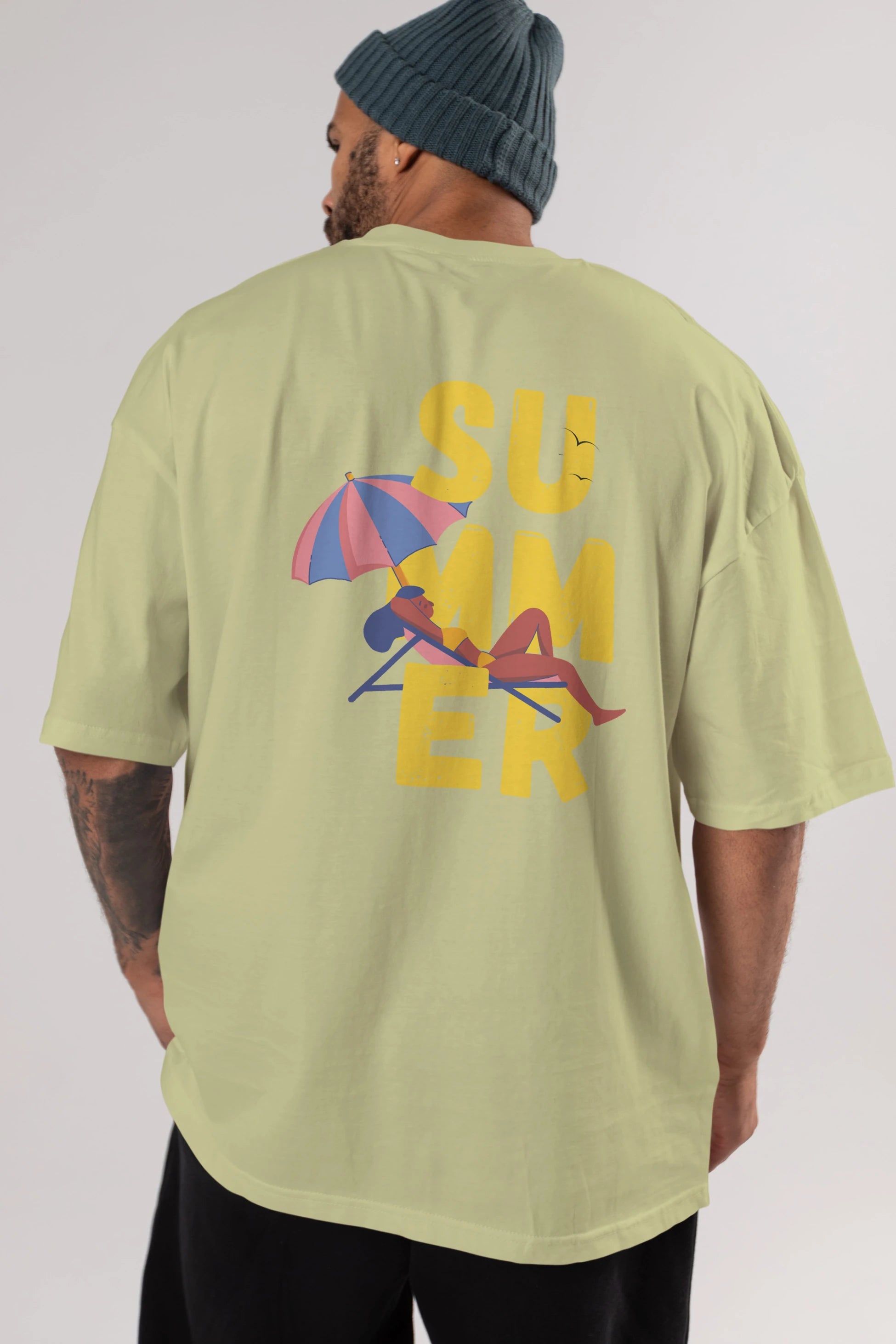 Summer Yazılı Arka Baskılı Oversize t-shirt Erkek Kadın Unisex