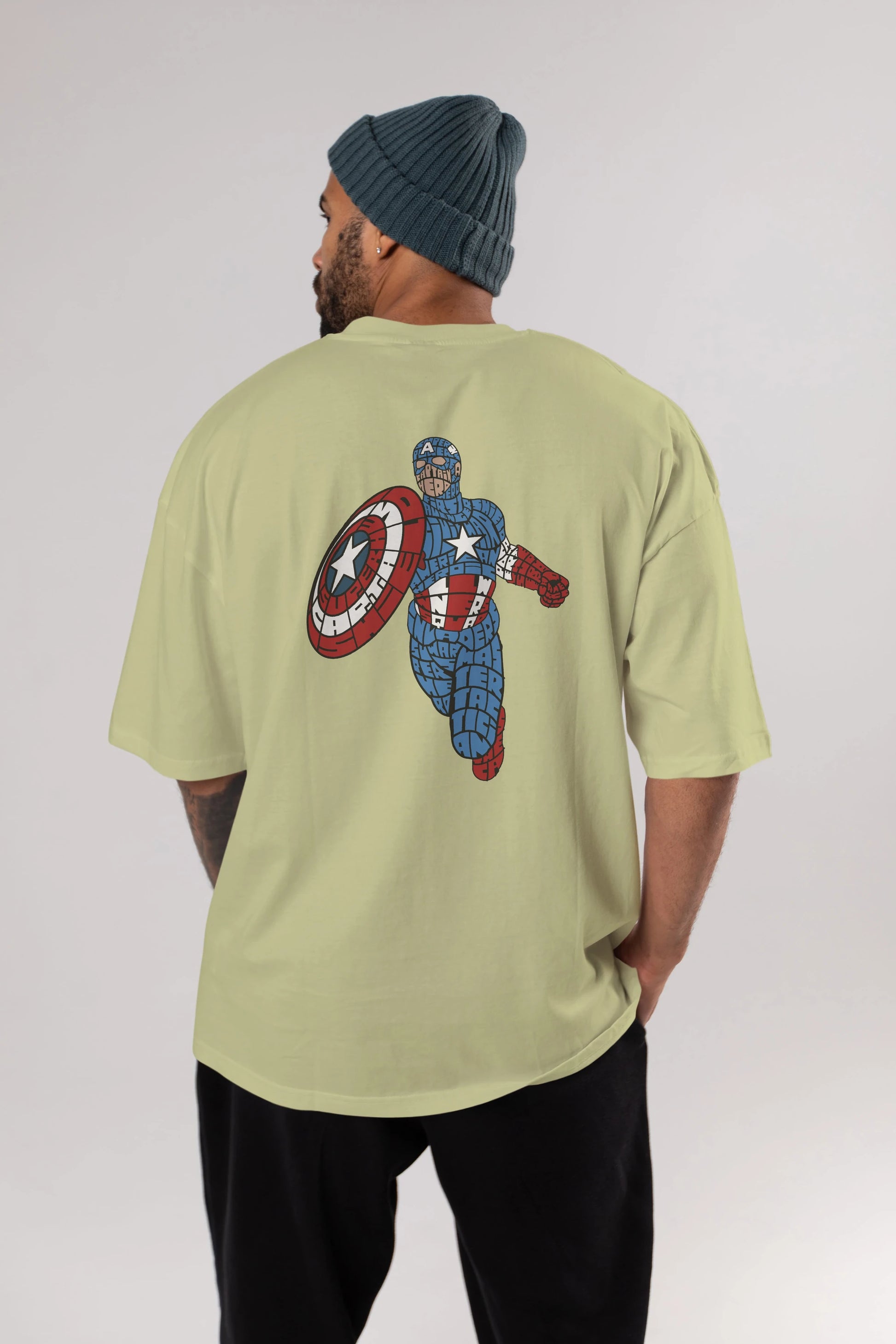 Star and Stripes Hero Arka Baskılı Oversize t-shirt %100 pamuk Erkek Kadın Unisex