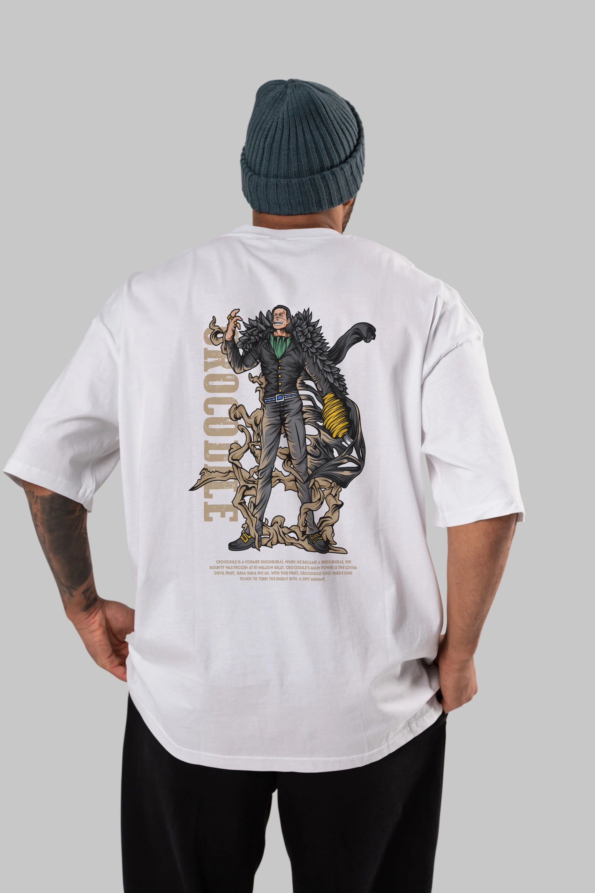 Crocodile Anime Arka Baskılı Oversize t-shirt Erkek Kadın Unisex