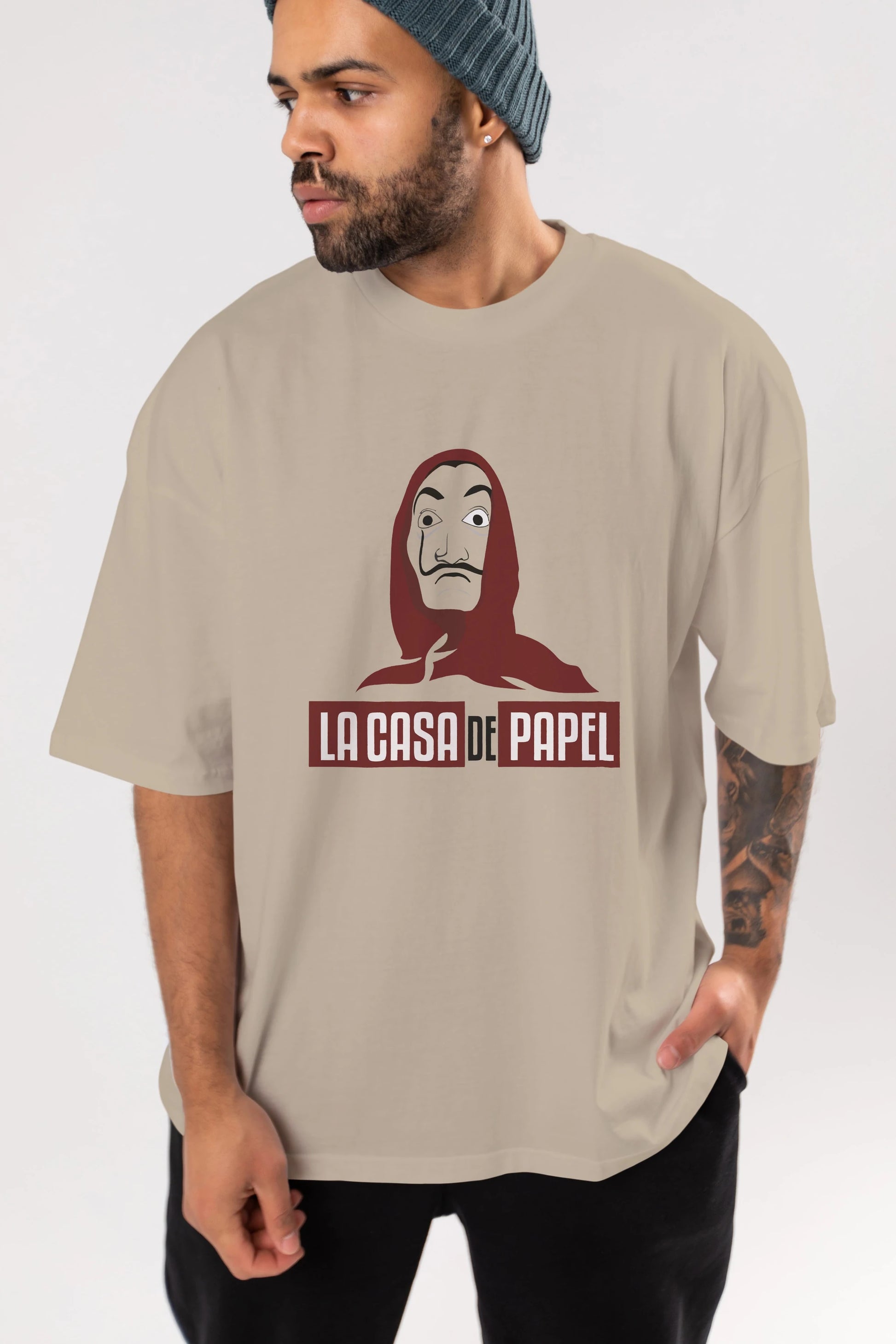 La Casa De Papel (1) Ön Baskılı Oversize t-shirt Erkek Kadın Unisex %100 Pamuk Bisiklet Yaka tişort