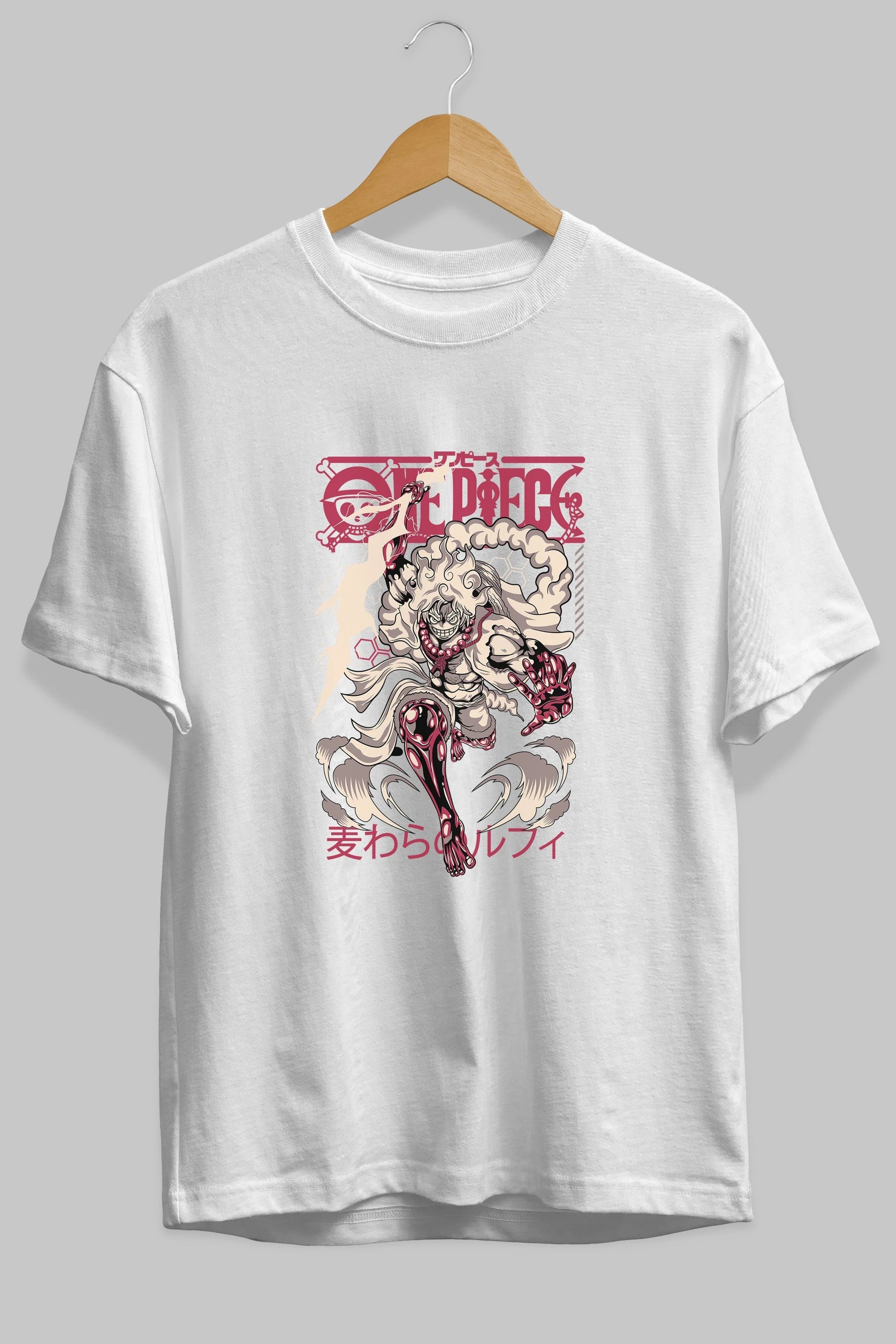 MONKEY D. LUFF-ONE PIECE 1 Anime Ön Baskılı Oversize t-shirt %100 pamuk Erkek Kadın Unisex