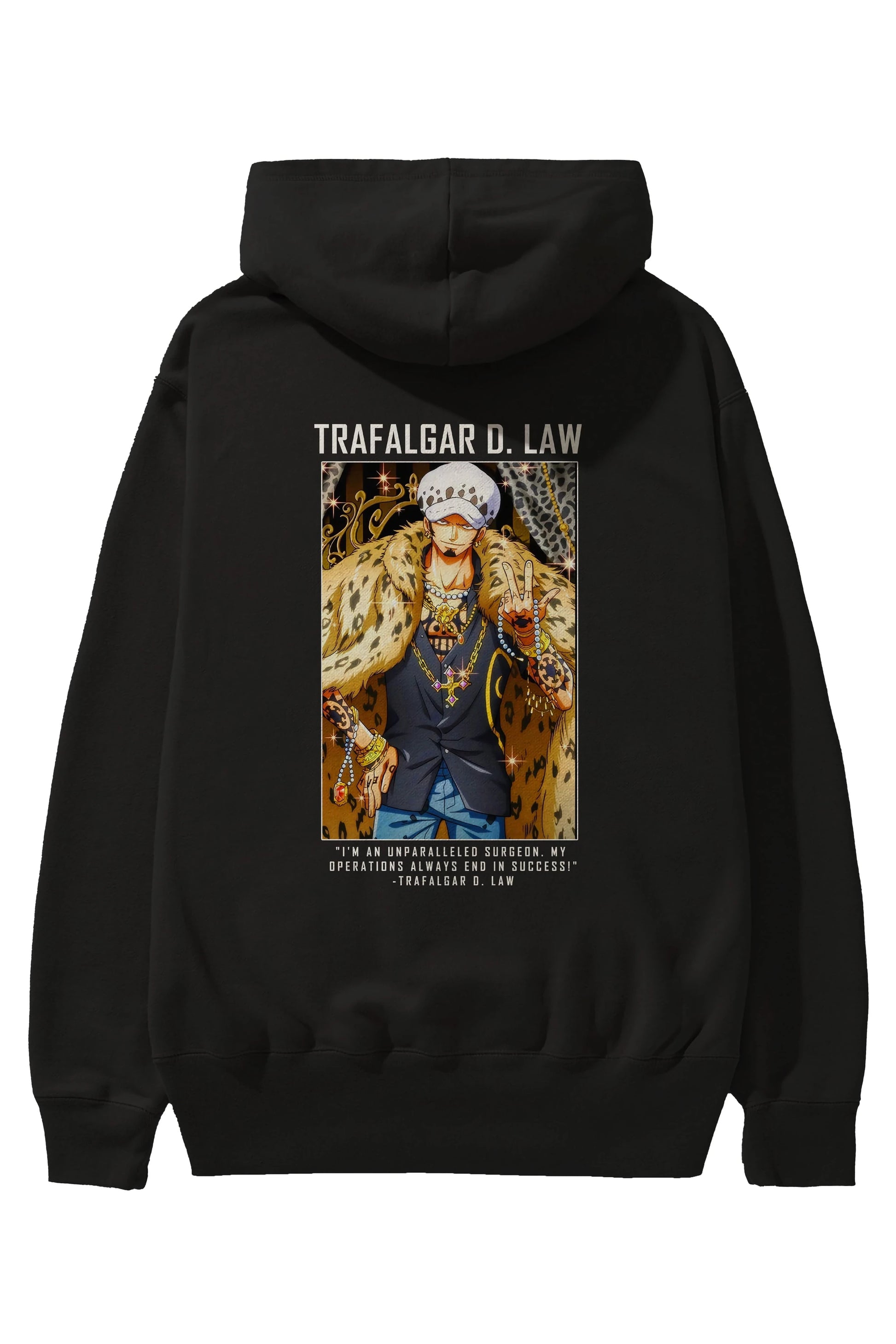 Trafalgar D. Water Law 2 Anime Arka Baskılı Hoodie Oversize Kapüşonlu Sweatshirt Erkek Kadın Unisex