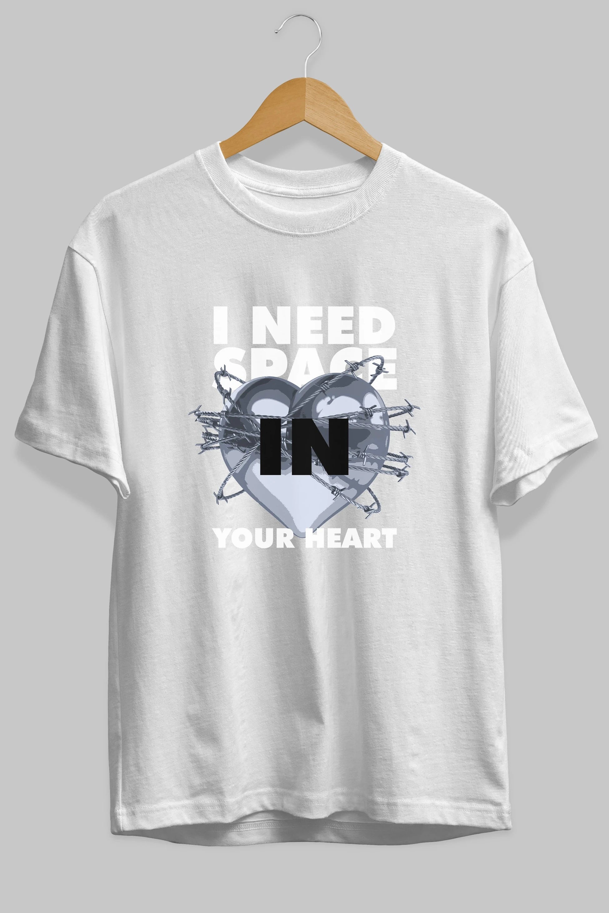 I Need Space Your Heart Ön Baskılı Oversize t-shirt Erkek Kadın Unisex