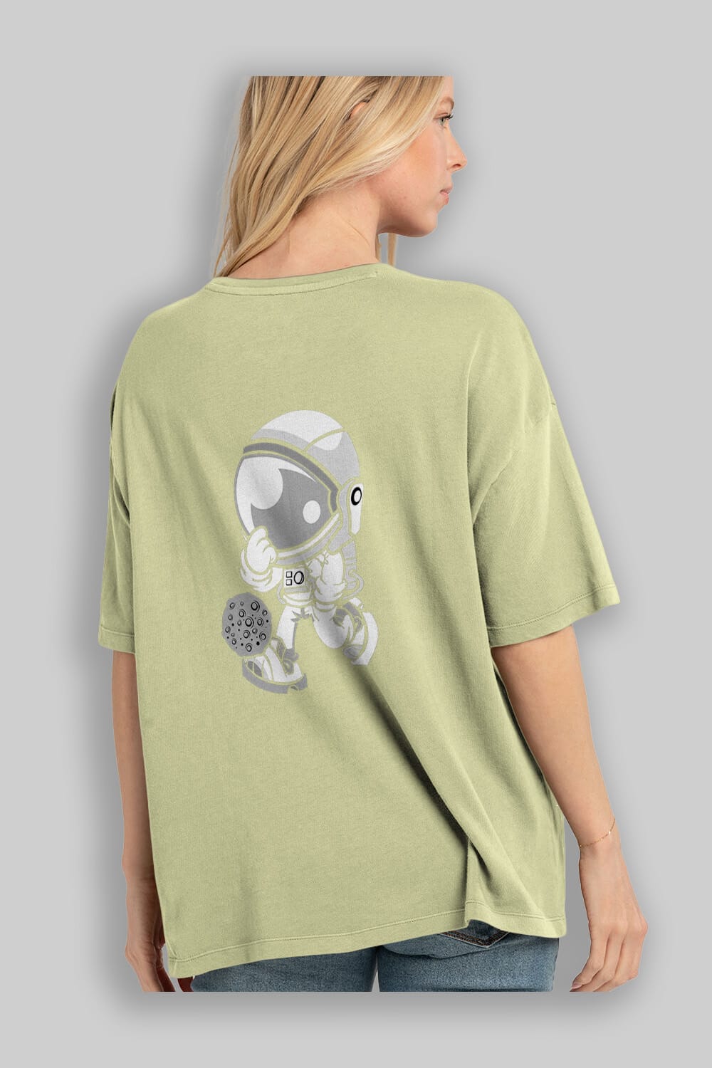 Street Astronaut Arka Baskılı Oversize t-shirt Erkek Kadın Unisex %100 Pamuk tişort