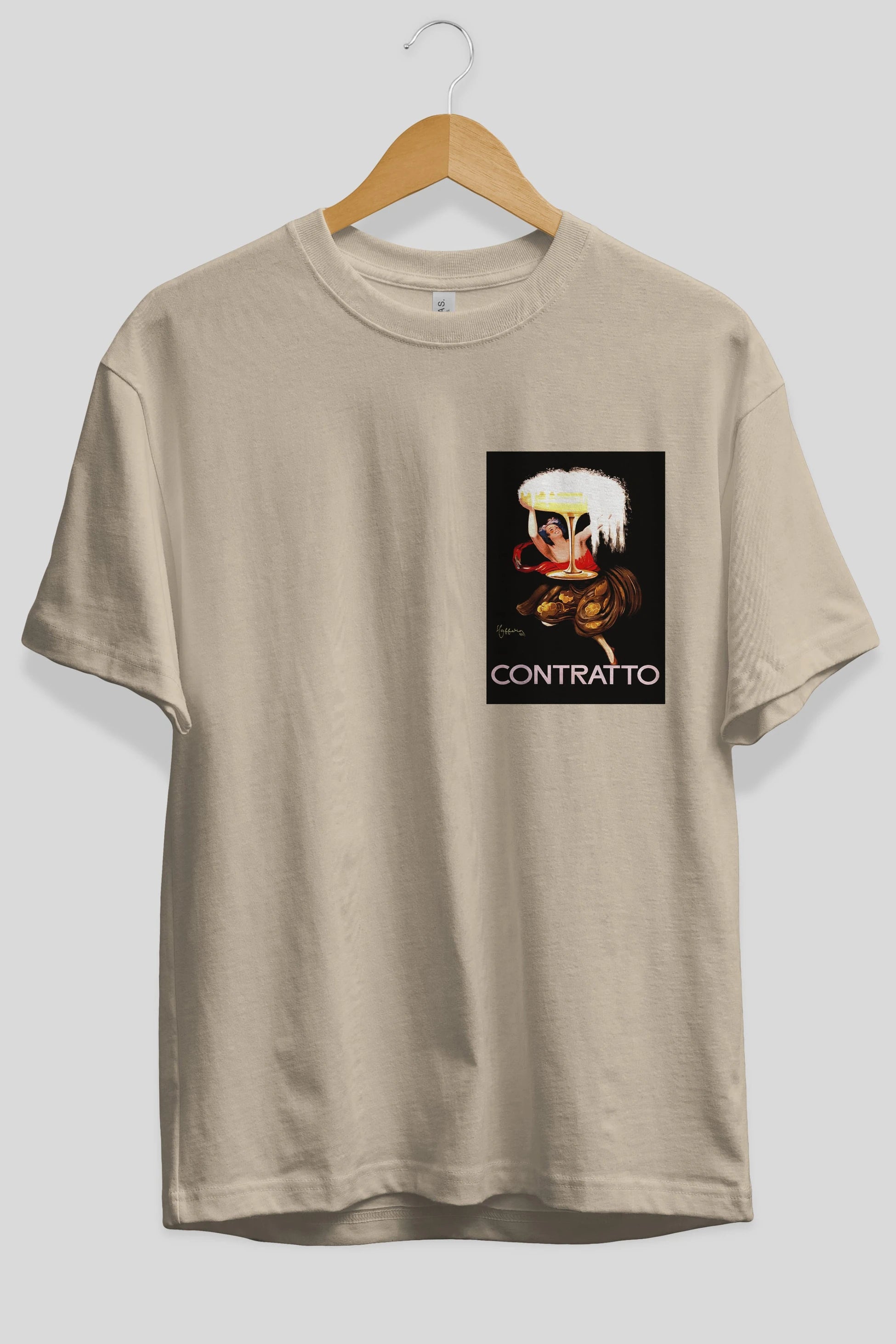 Contratto Ön Sol Baskılı Oversize t-shirt Erkek Kadın Unisex %100 Pamuk Bisiklet Yaka tişort