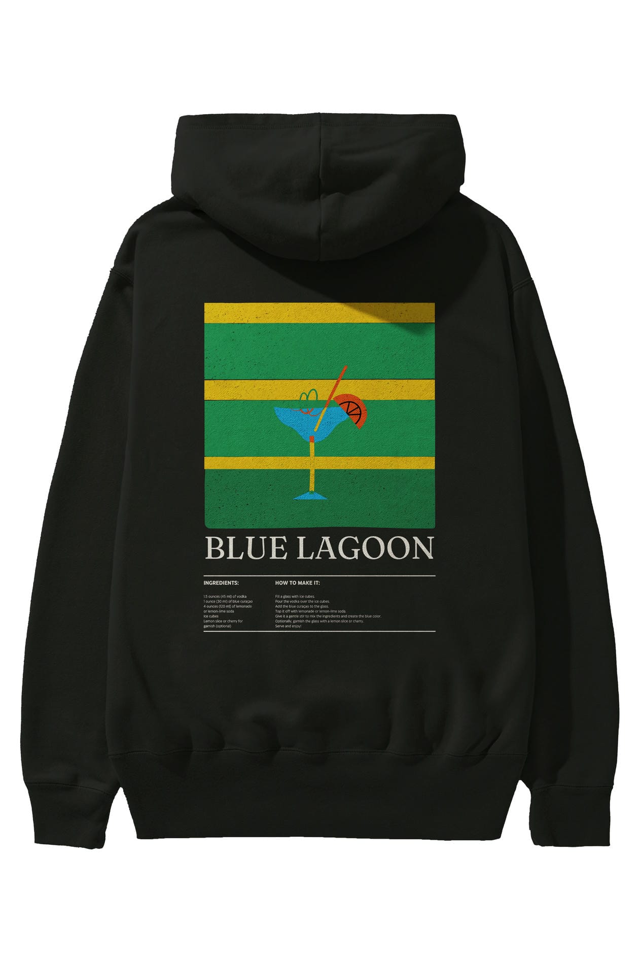 Blue Lagoon Kokteyl Arka Baskılı Hoodie Oversize Kapüşonlu Sweatshirt Erkek Kadın